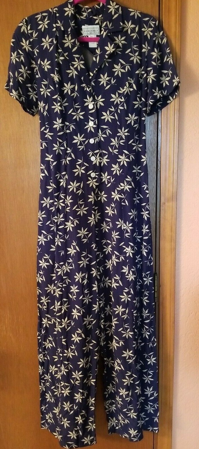 Vtg. ED Michaels Women’s Blue Floral Jumpsuit Size 6. NWOT.