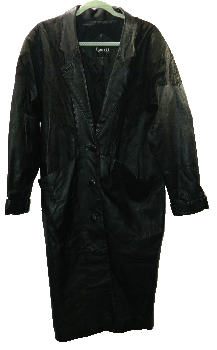 Learsi Genuine Long Leather Jacket Size Medium Vintage 80s