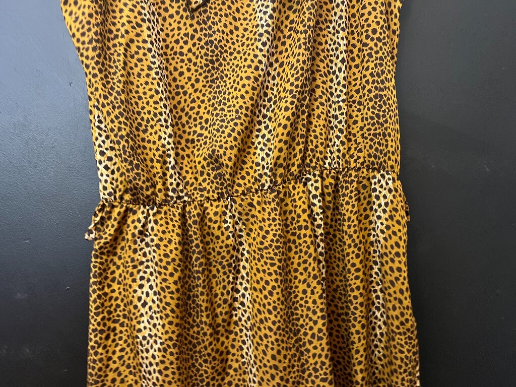 Vintage 1980s Costume Party Dress Flintstones Leopard Print Jungle Cave AU 8/S