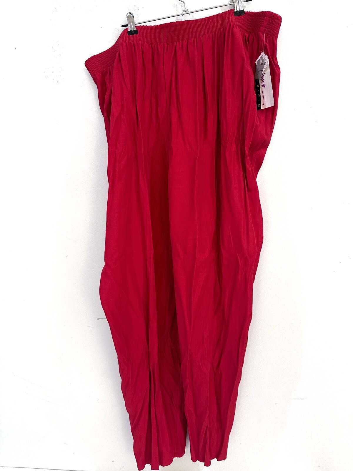 NWT Vintage 80s Diana Marco Red Stretchy Elastic Flowy Baggy Pants Size 26 New!