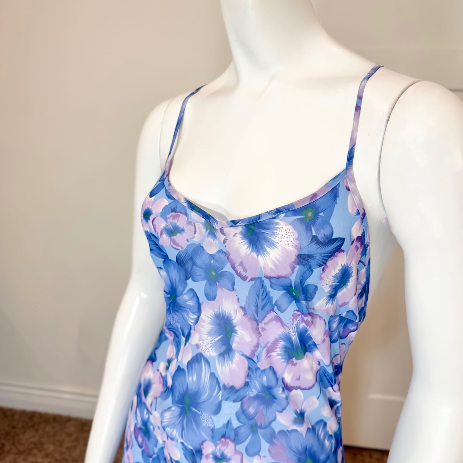 Vintage 90’s y2k SHEER FLORAL SUMMER DRESS M Bias Cut Sexy Sun Beach Festival