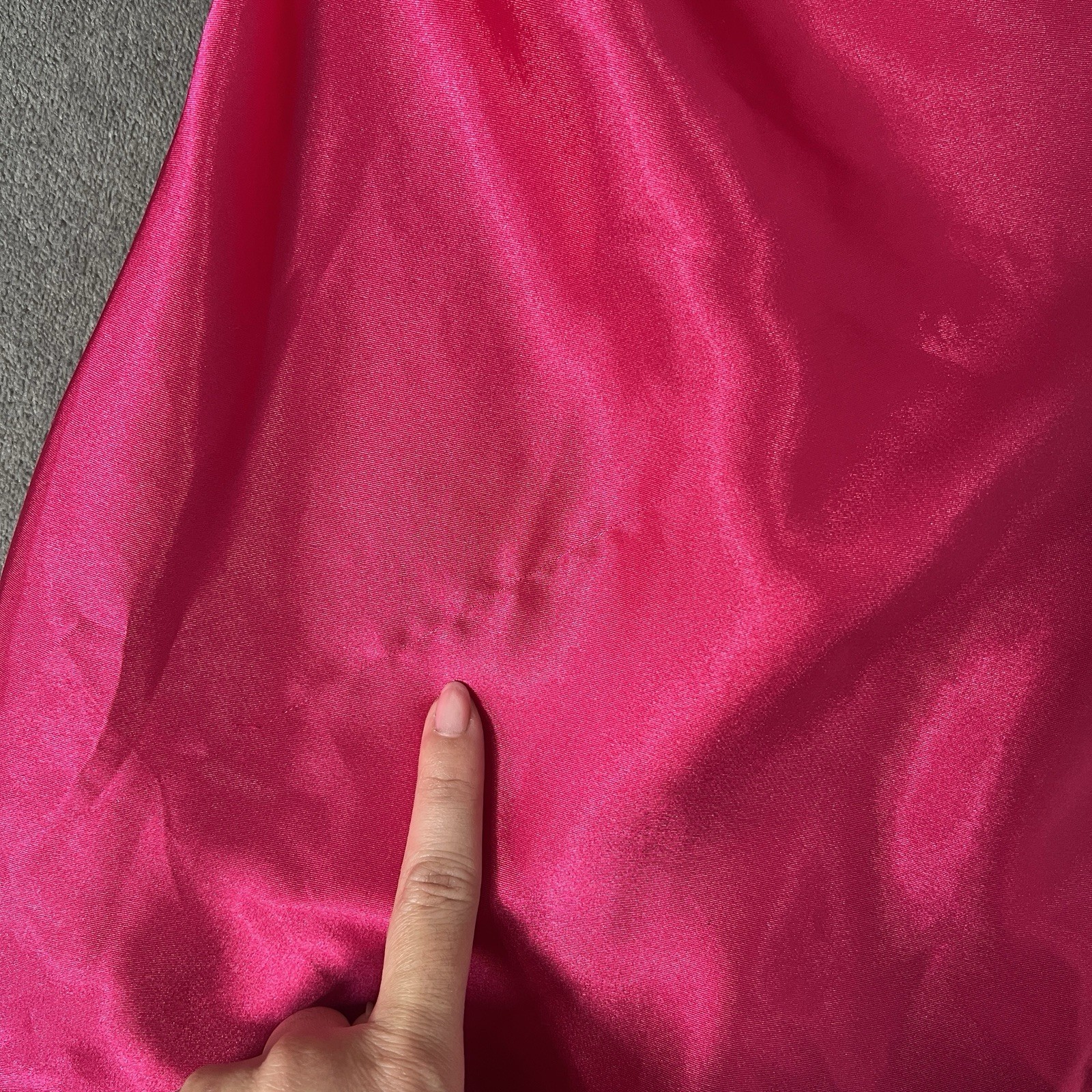 Vintage Magenta Hot Pink Satin Feel Slip Dress with Embroidered Details Sz L