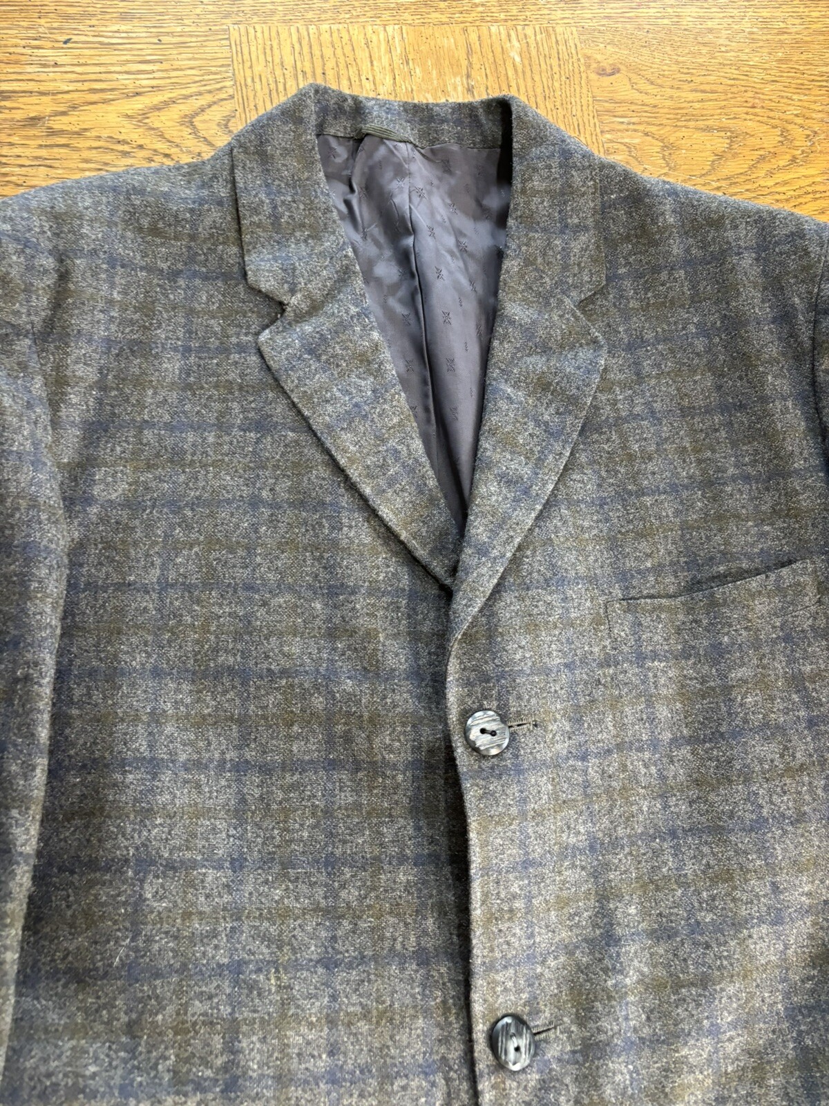 Sears Fraternity Prep Vintage Blazer Sport Coat Gray Plaid 40