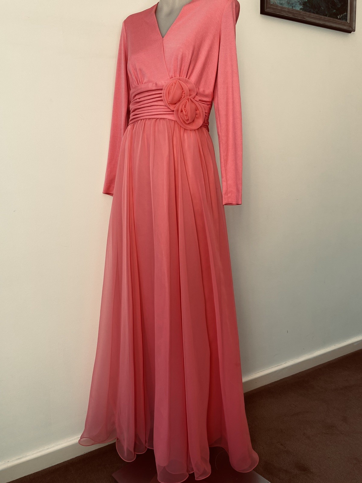 Miss Elliette Calif Fuschia Pink Knit Maxi.34” Bust 28” Waist