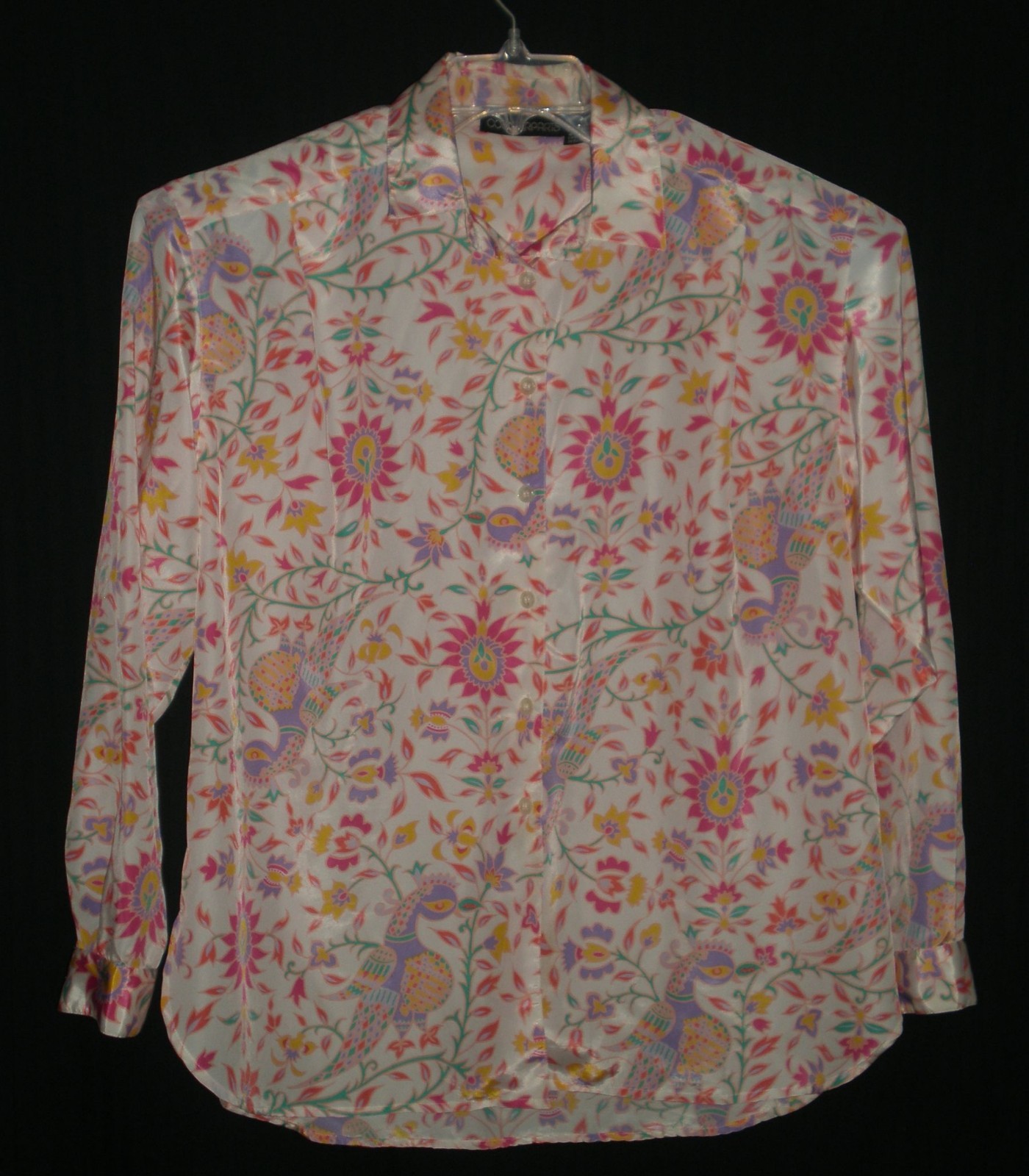 Vintage Women’s Counterparts Folk Art Print Long Sleeve Blouse Sz 10