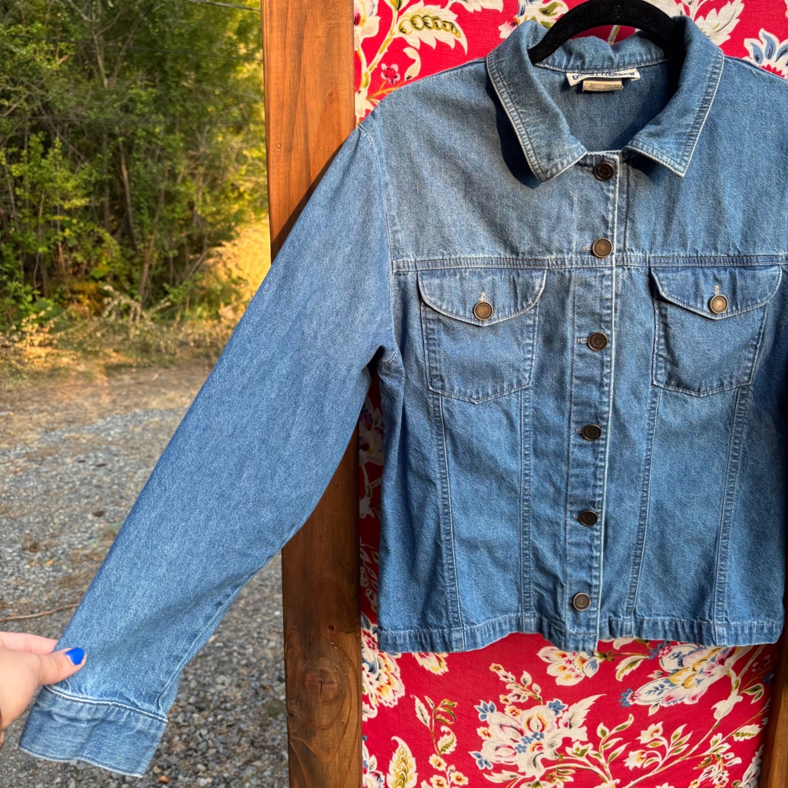 Vintage Denim Button Front Oversized Shirt Jacket Women’s Size M