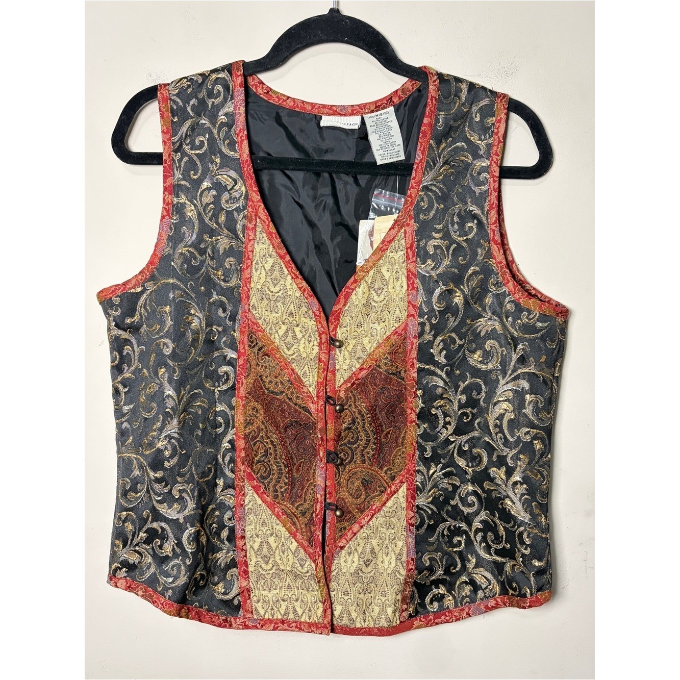 VTG WHITE STAG NWT Patchwork Brocade Vest ’90s Boho Eclectic Tapestry, Medium