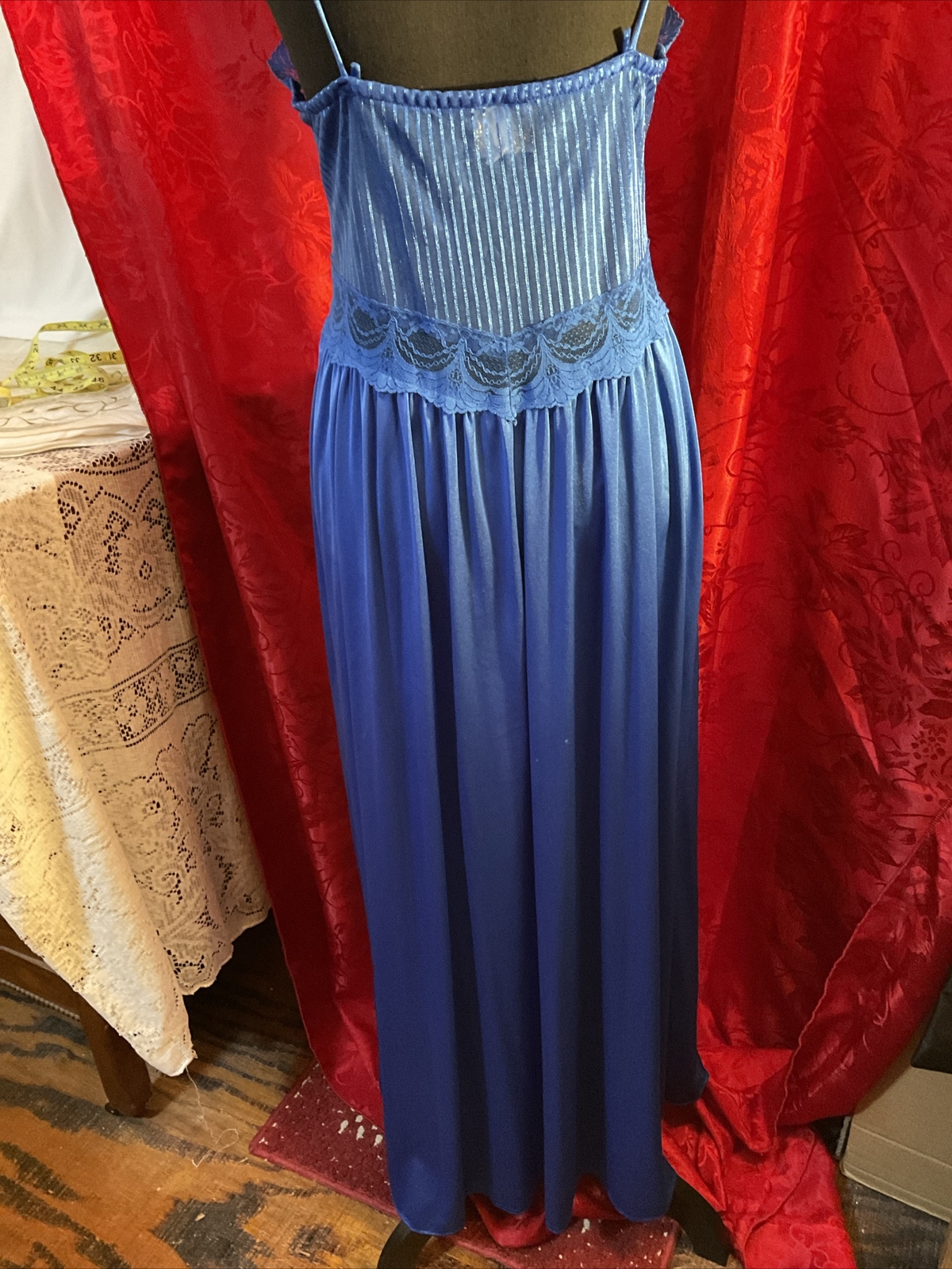 Vintage Stardust Royal Blue Sexy Nightie Gown Long Size Medium