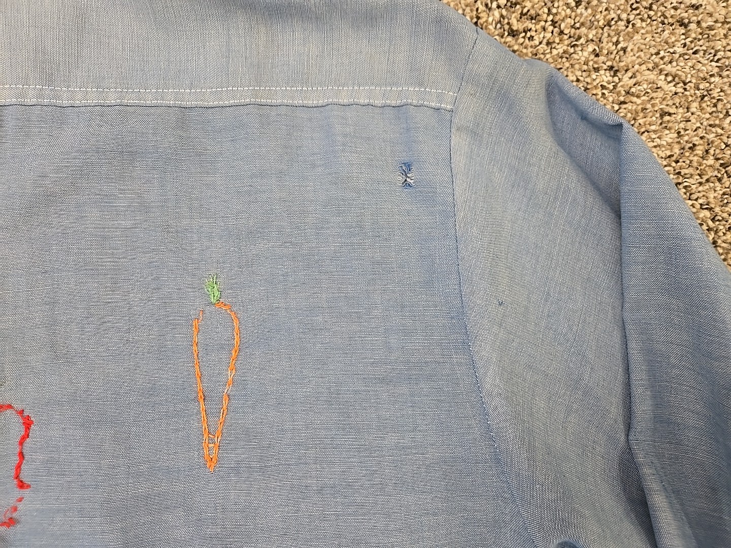 Big Mac Vtg 60s 70s Hand Embroidered Chambray Button-Up Shirt Womans Sz Large
