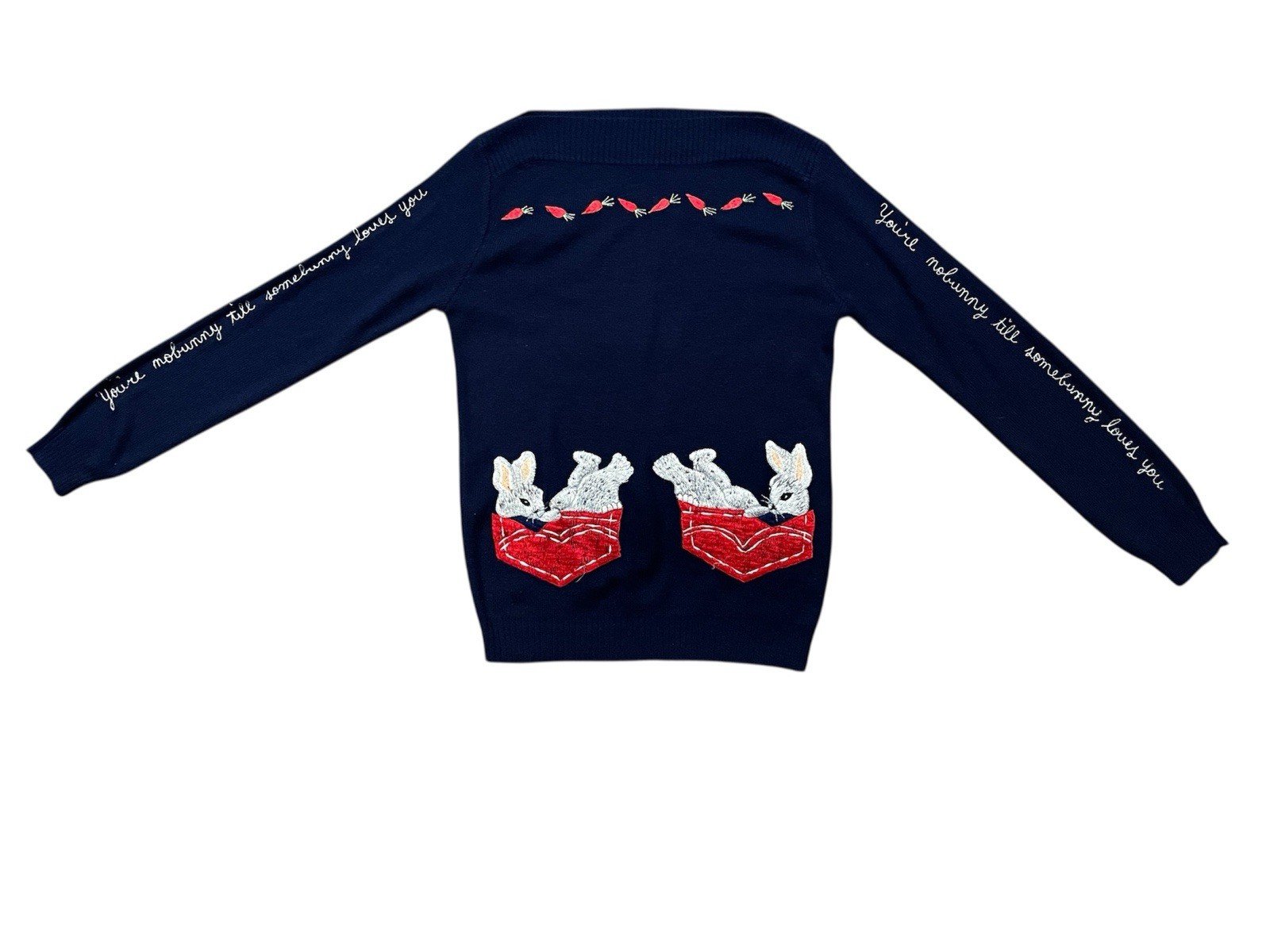 Vintage Embroidery And Intarsia Bunny Sweater Size XS Cottage core, Grandma Chic