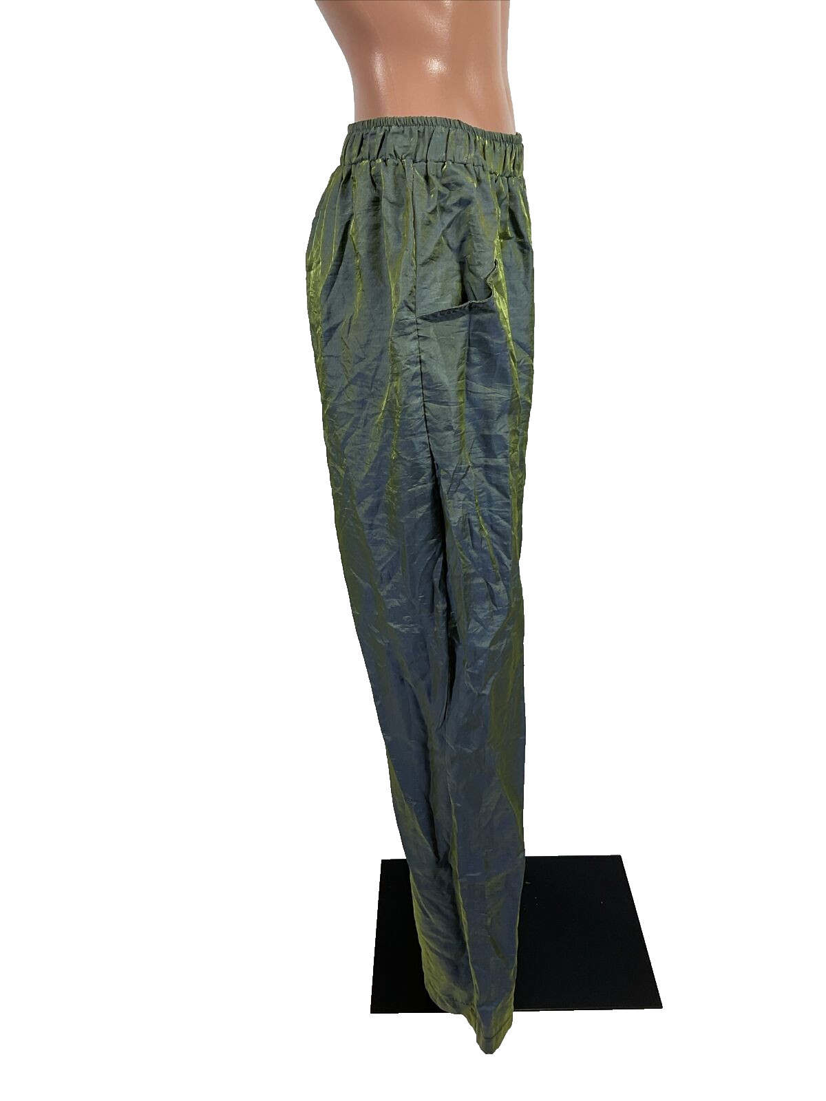 80s 90s Shiny iridescent Purple Green Tracksuit Jacket Pants Vintage L Striped
