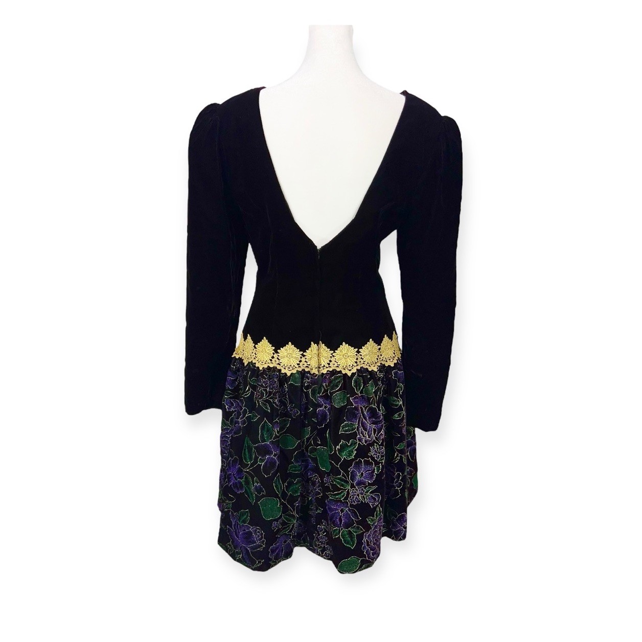 Scott McClintock 8P Prom Cocktail Dress Painted Velvet Whimsigoth Victorian Vamp