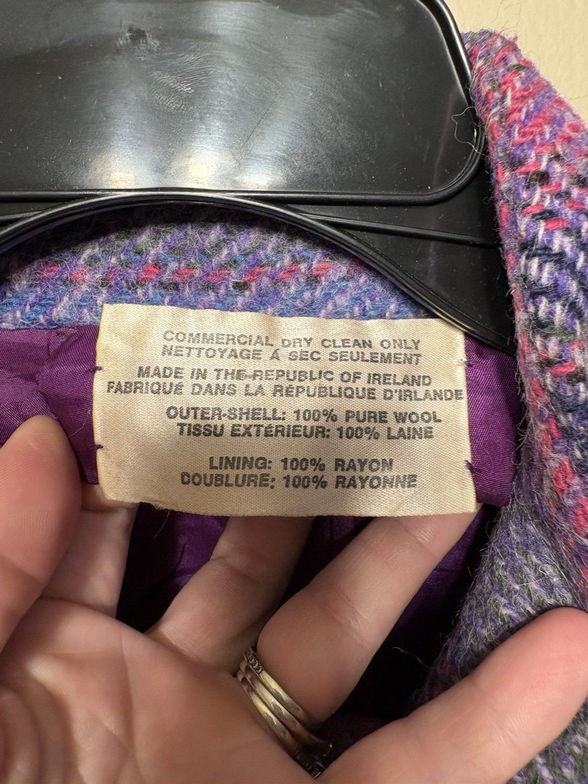 Vintage Purple Full Length Jimmy Hourihan 100% Wool Cape With Pockets