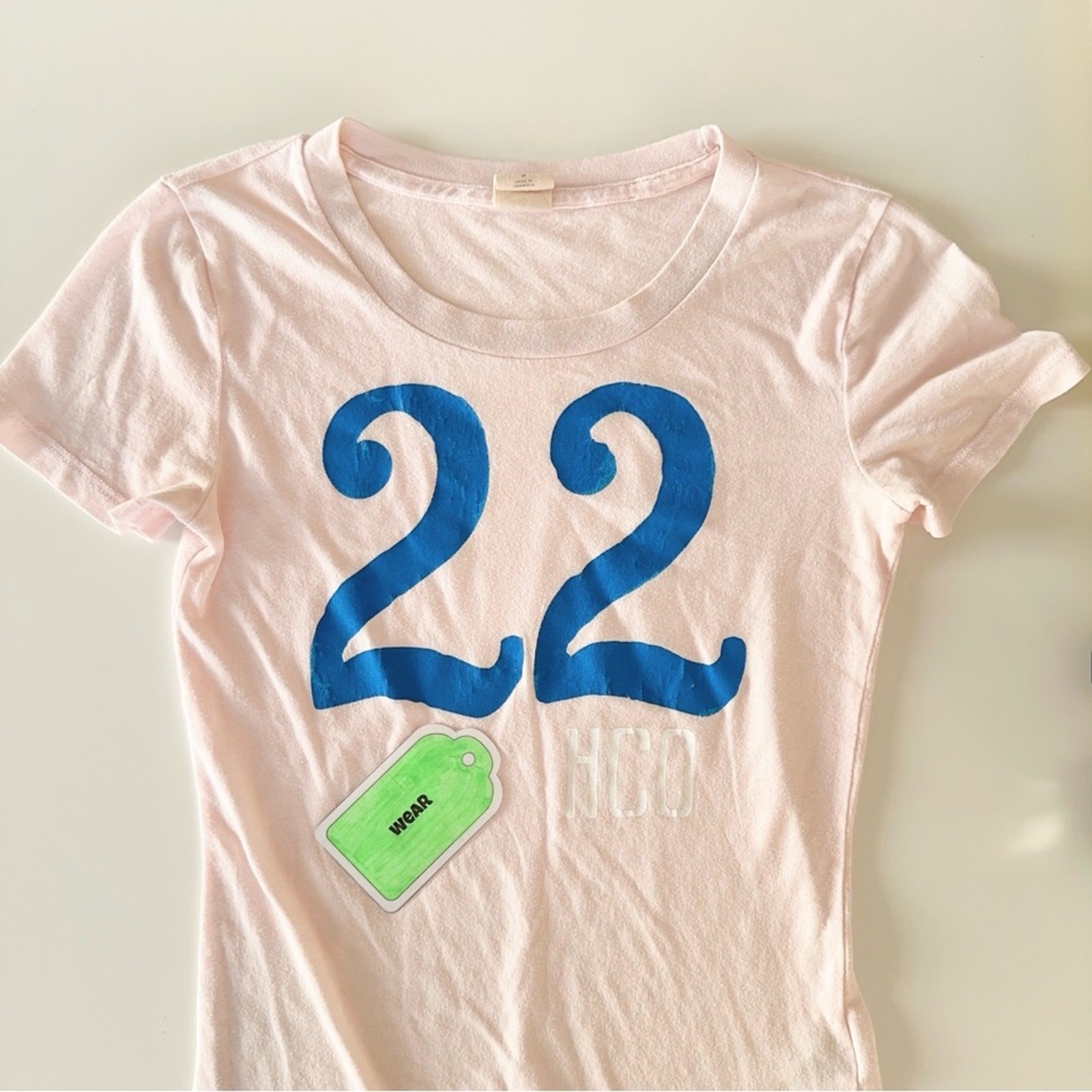 Y2K Hollister 22 Graphic Baby Tee Pink Sporty Number 22 Print Fitted Shirt S