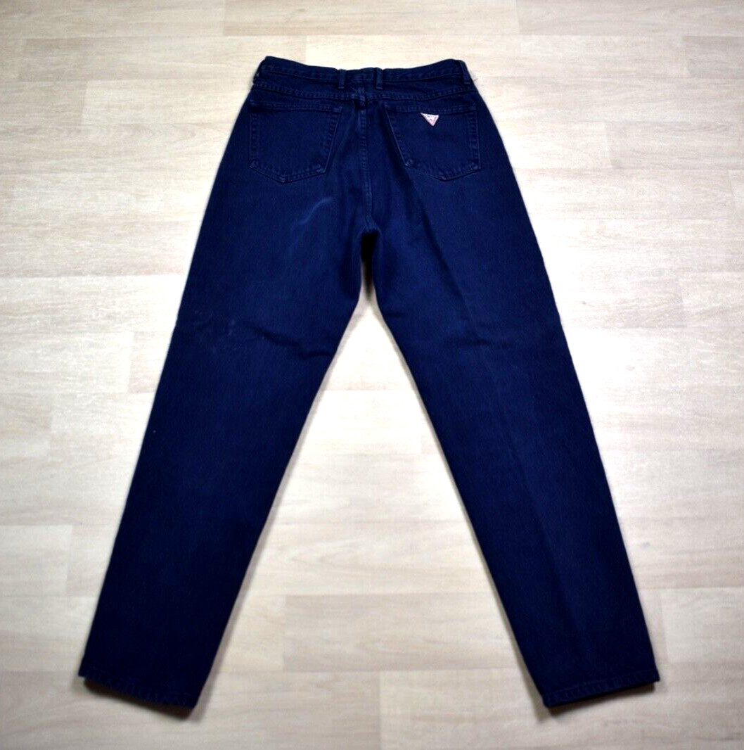 80s 90s GUESS Jeans Navy Blue High Rise Tapered Leg VTG 1990s