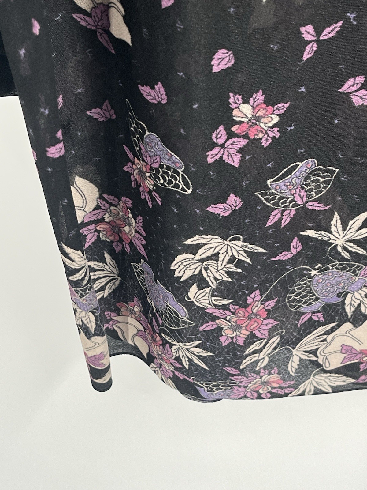 Vtg Sheer Black Floral Dress Sz 14 USA Made Purple Pink Print Praire Grunge