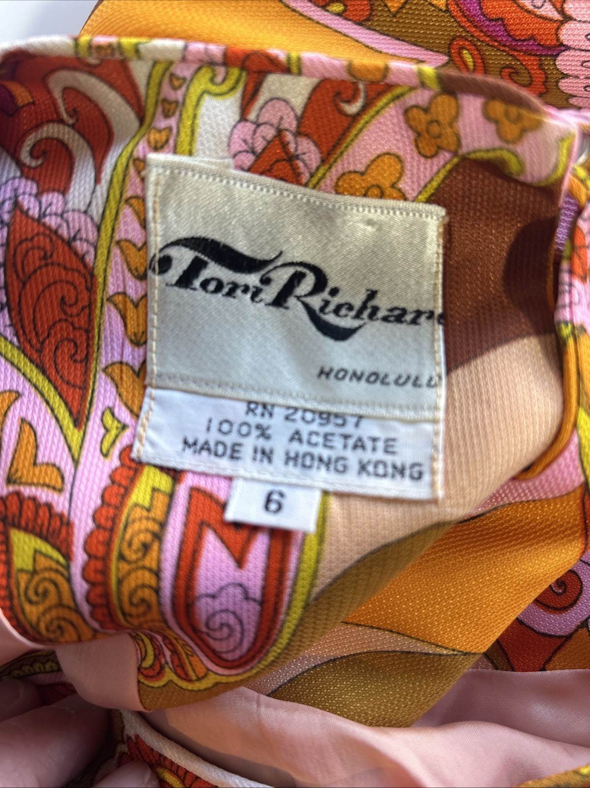 Vintage Tori Richard Honolulu Tropical Floral Psy Retro 60s/70’s Maxi Dress