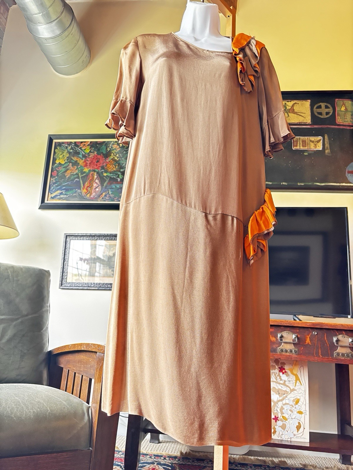 Antique Late 1920’s Early 1930s Vintage Drop Waist Dr