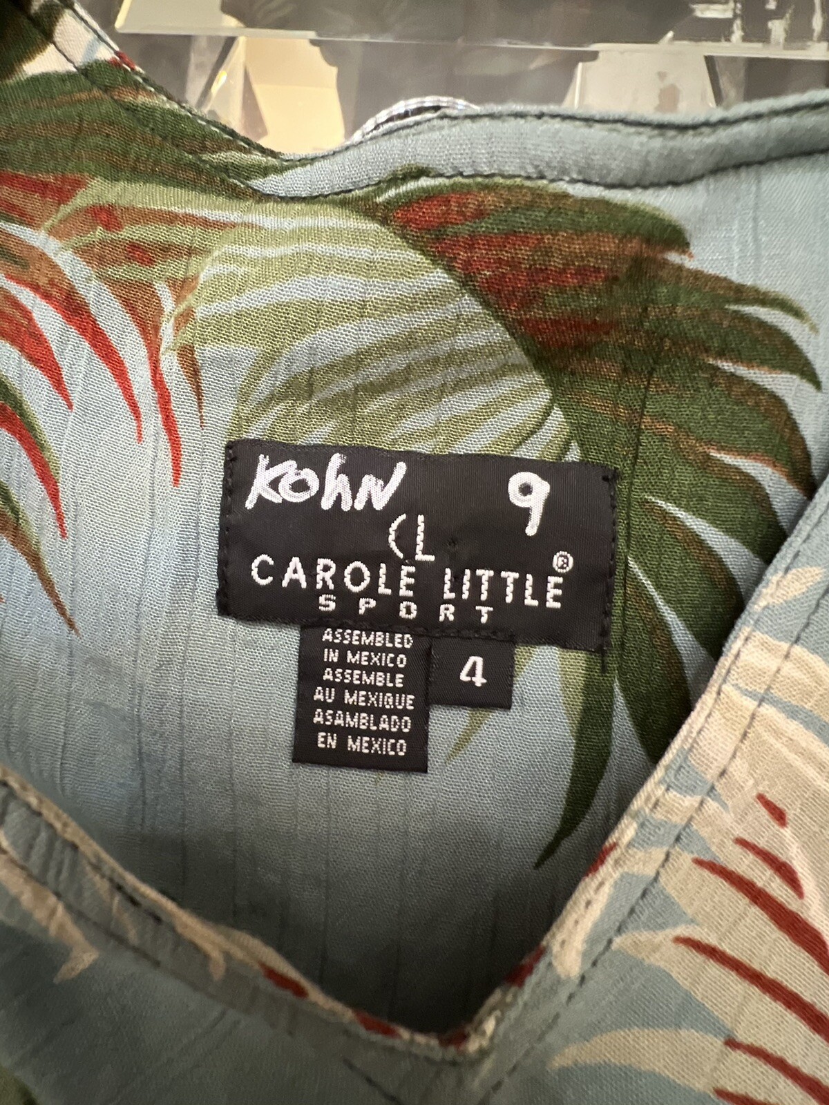 Carol Little Vintage 90s Turquoise Terracotta Tropical Palm Print Maxi Dress 4