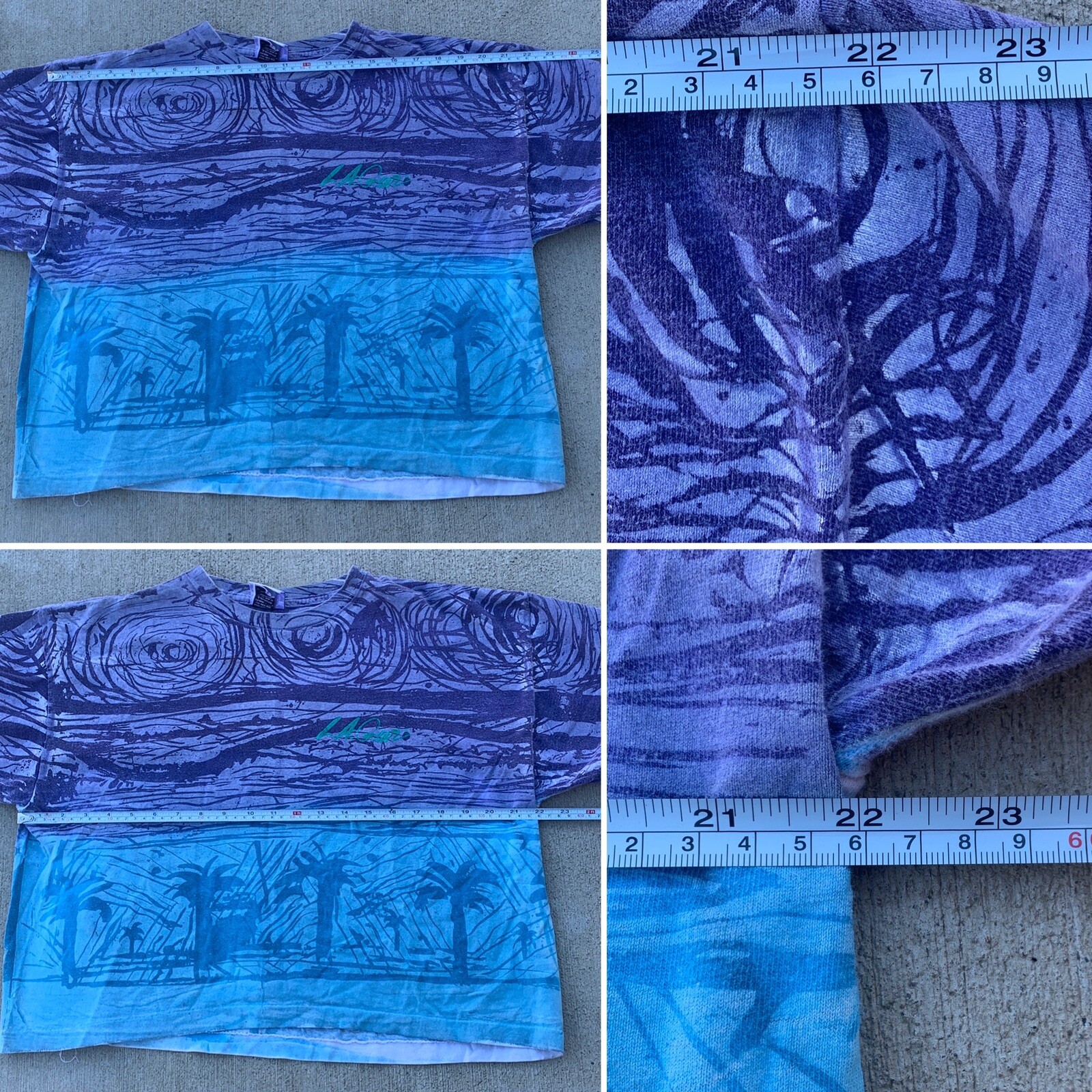 Vintage LA Gear Crop Top Half Shirt All Over Print T-Shirt 80s 1980s Made In USA