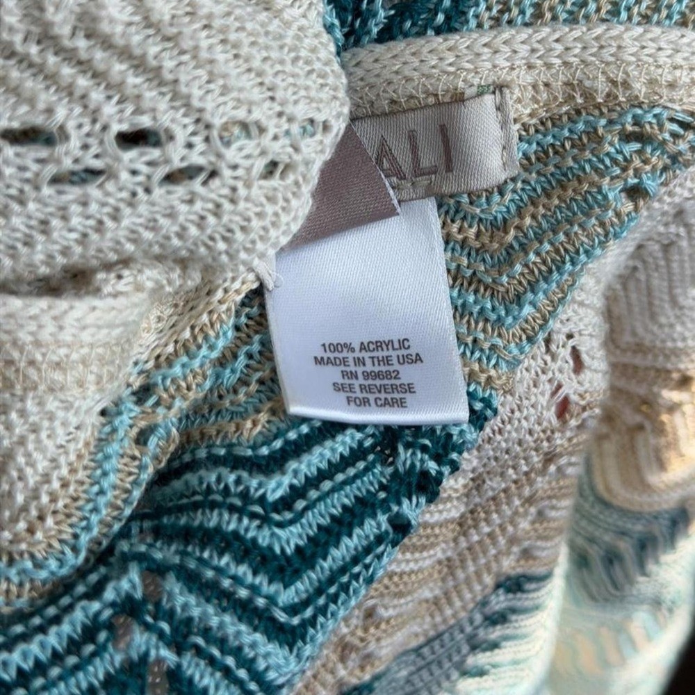 Roz & Ali Coastal Chevron Open Knit Cardigan Vintage Boho