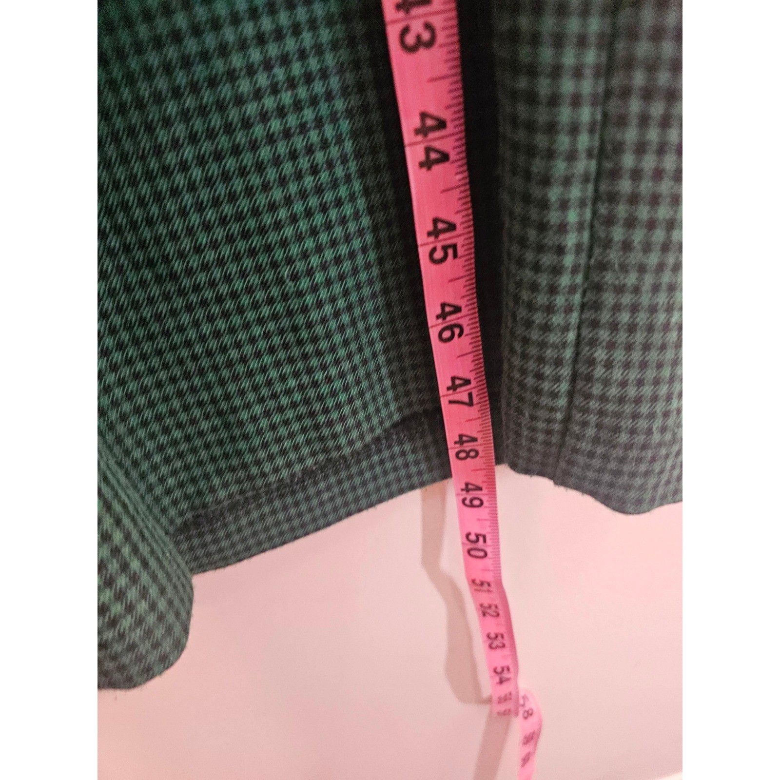 Miss Dorby Vintage Green Houndstooth Maxi Dress Long Sleeve Mock Neck Size 8