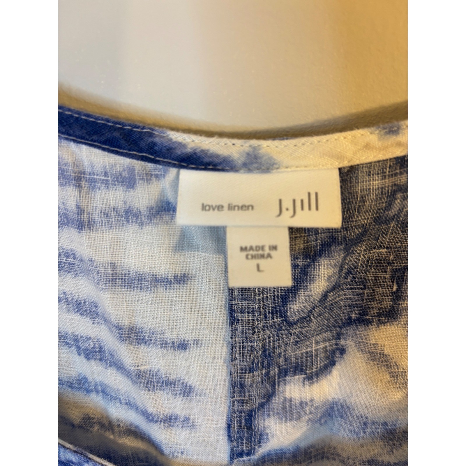 J Jill Love Linen Blue Floral & Palm Linen Shift Dress L
