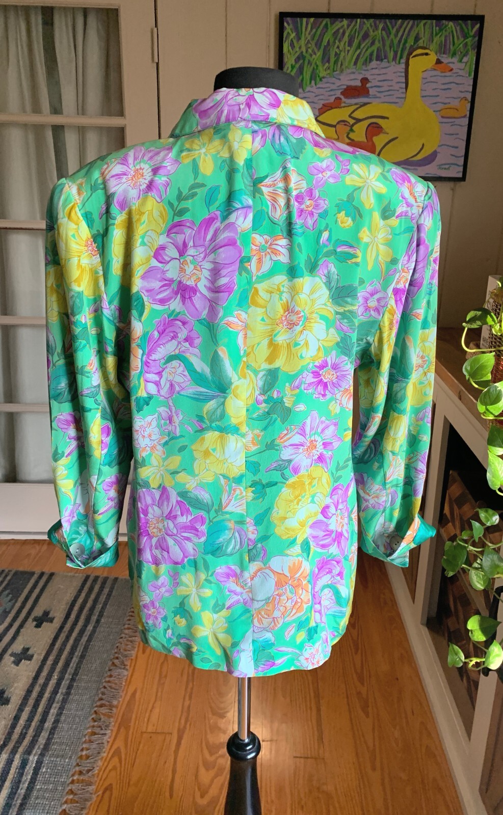 Vintage 70’s Couture J.Tiktiner Silk Floral Blazer 12-14 Made in France