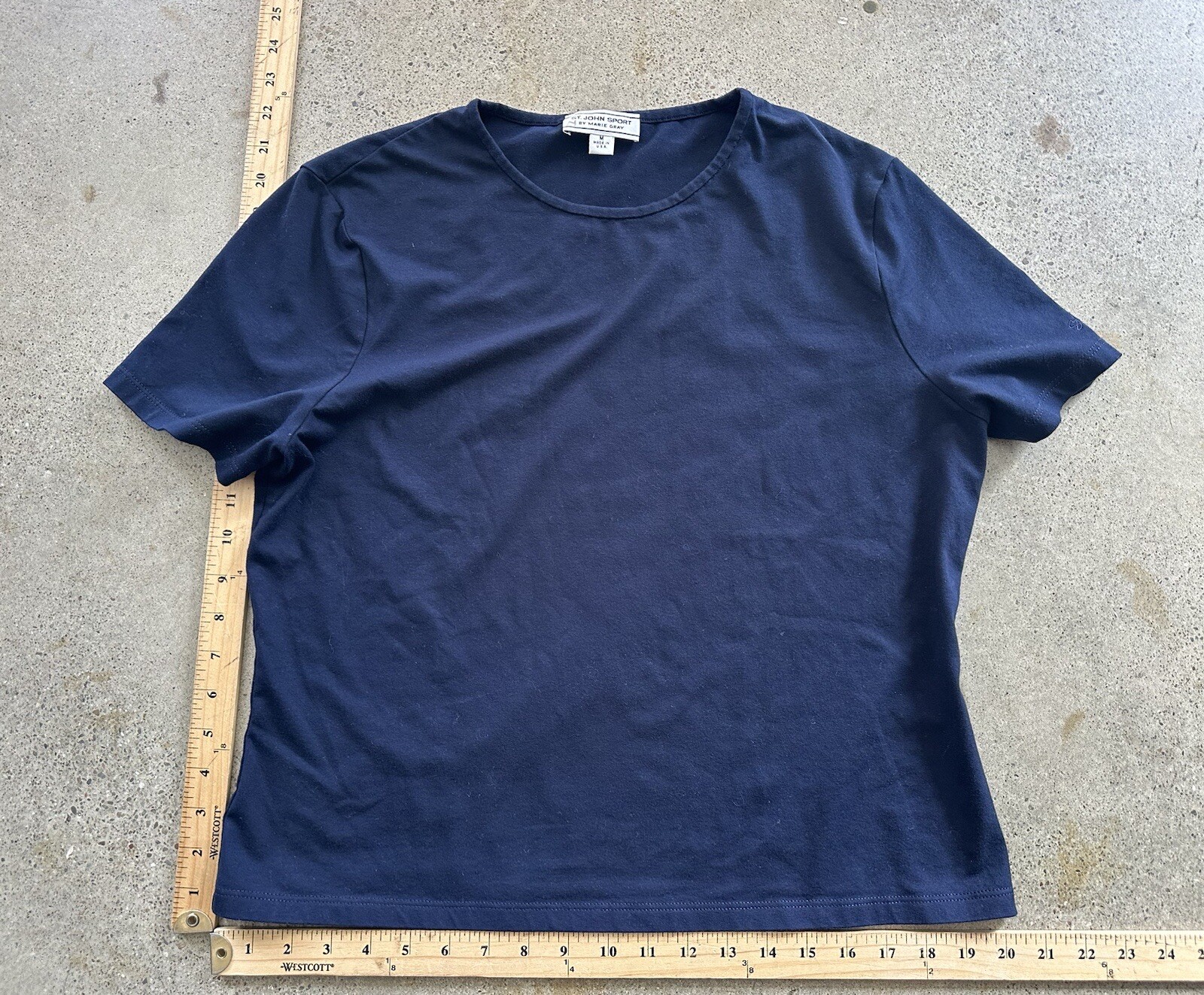 Vintage St. John Sport by Marie Gray Solid Navy Blue Top Size M Made in USA