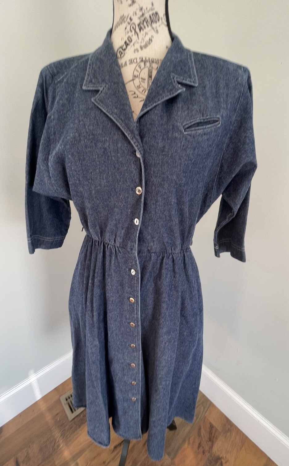 Vintage Full Denim Dress Petites By Willi Size Sm? Button