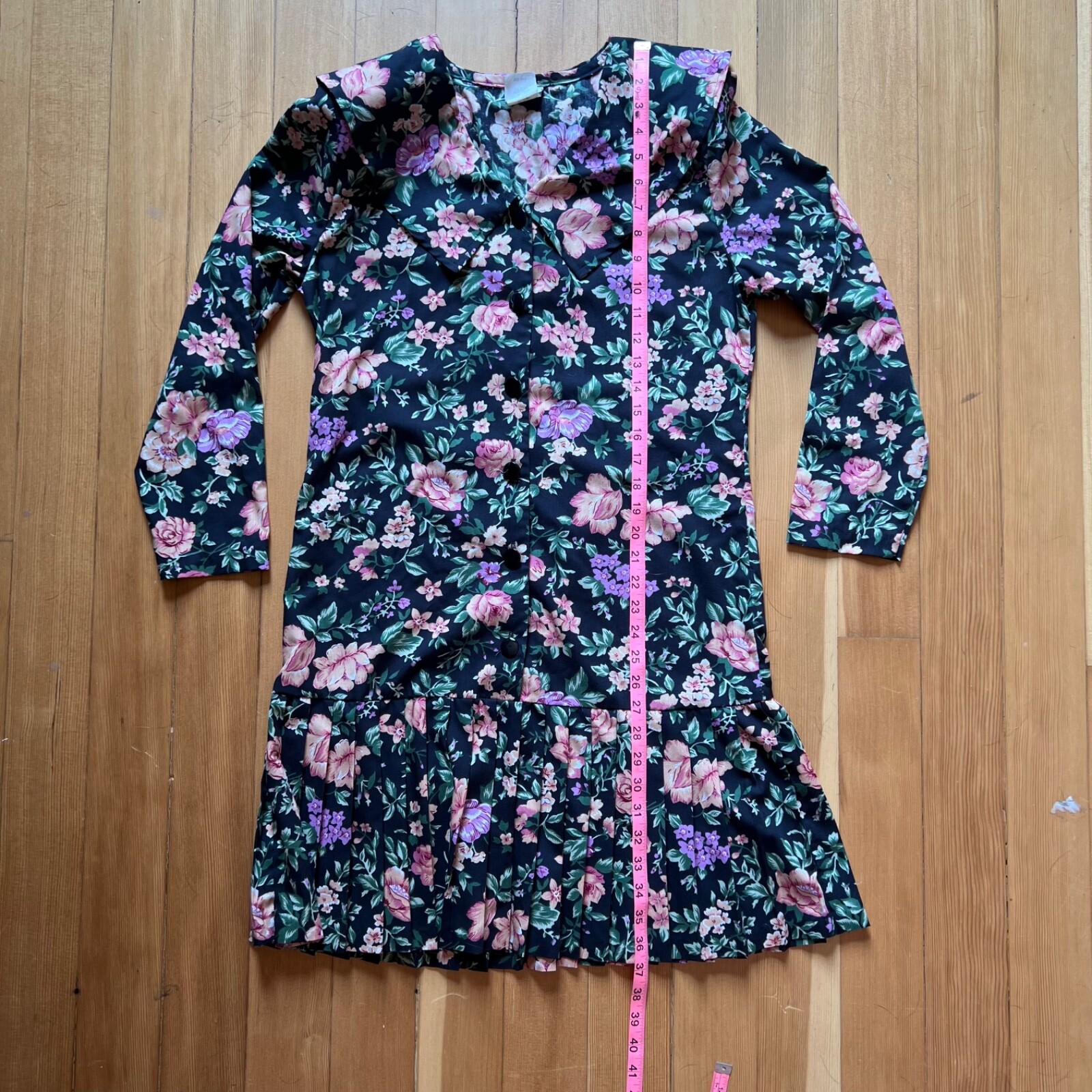 vintage 80s/90s drop waist dark floral dress 9/10 M
