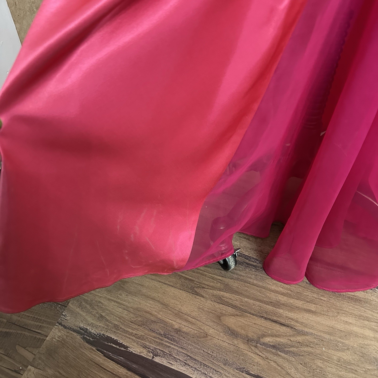VTG 90s Hot Pink Satin High Neck Low Back Formal Slip Prom Dress