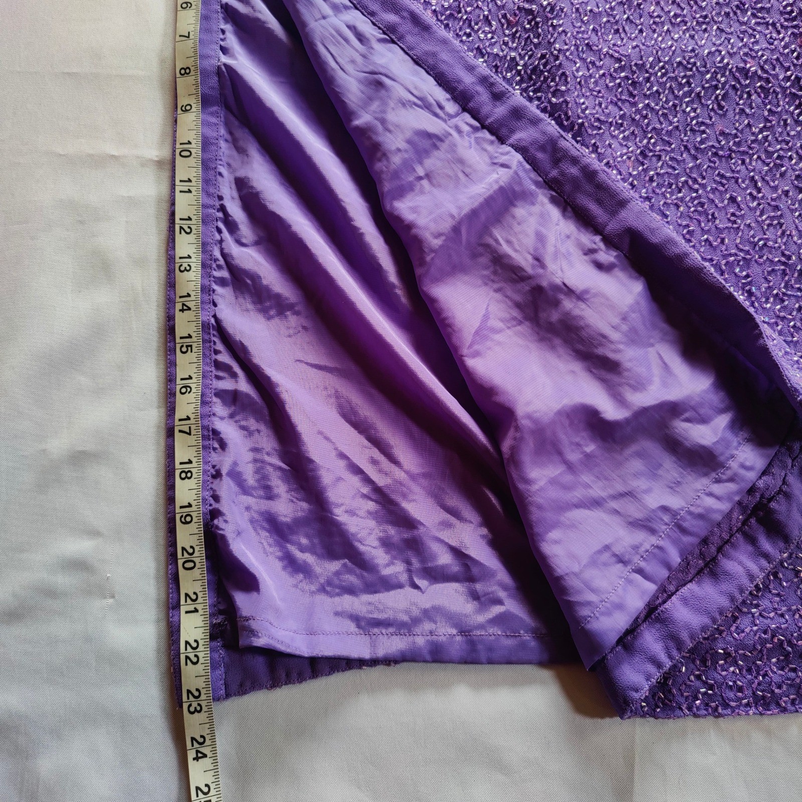 Vintage 90s Beaded Lavender Maxi Dress Open Back Prom Formal Cocktail Fairy 12