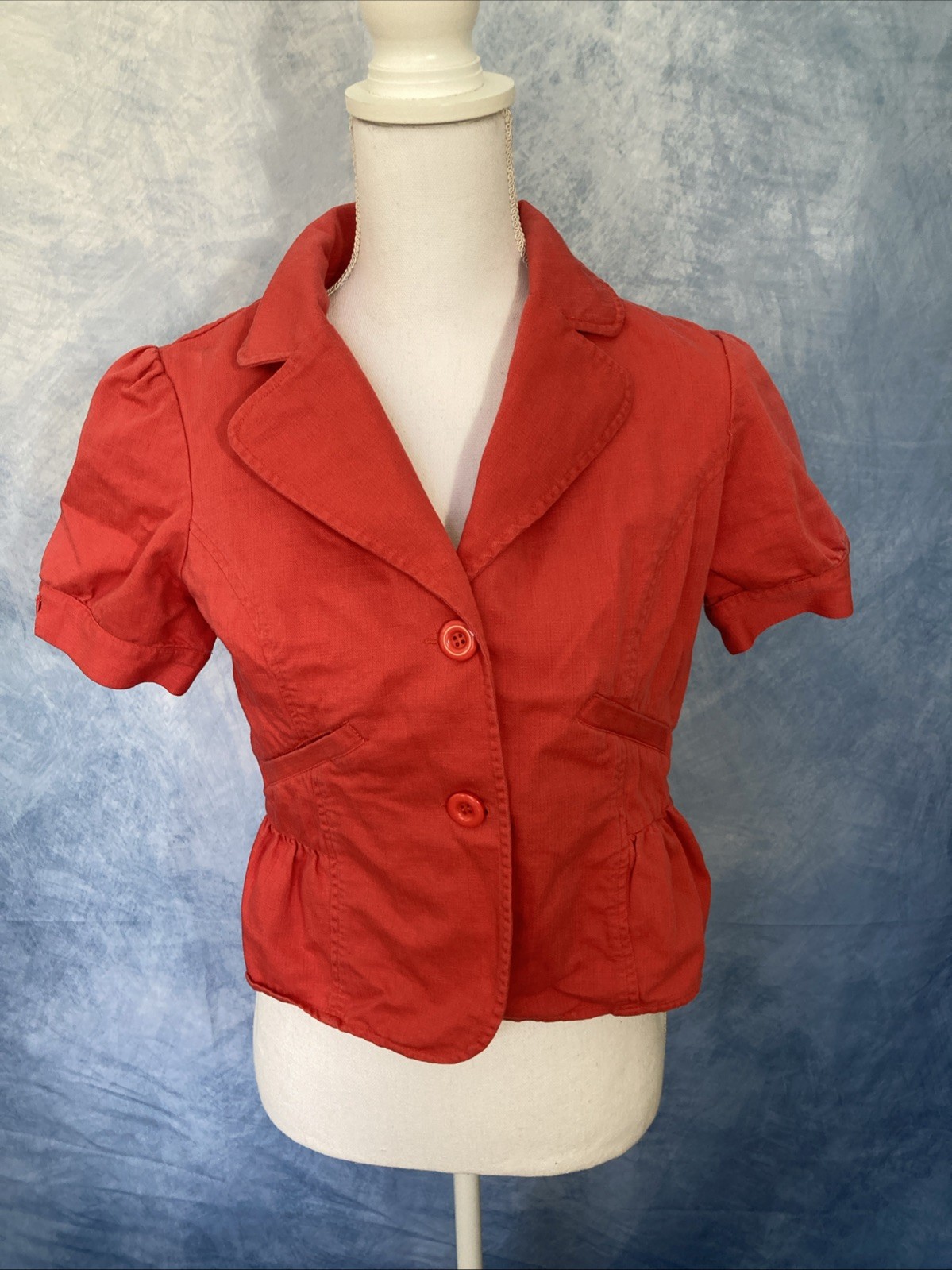 Vintage 1990s Women’s Cropped Puff Sleeve Pink Jacket Buffalo David Bitton Large