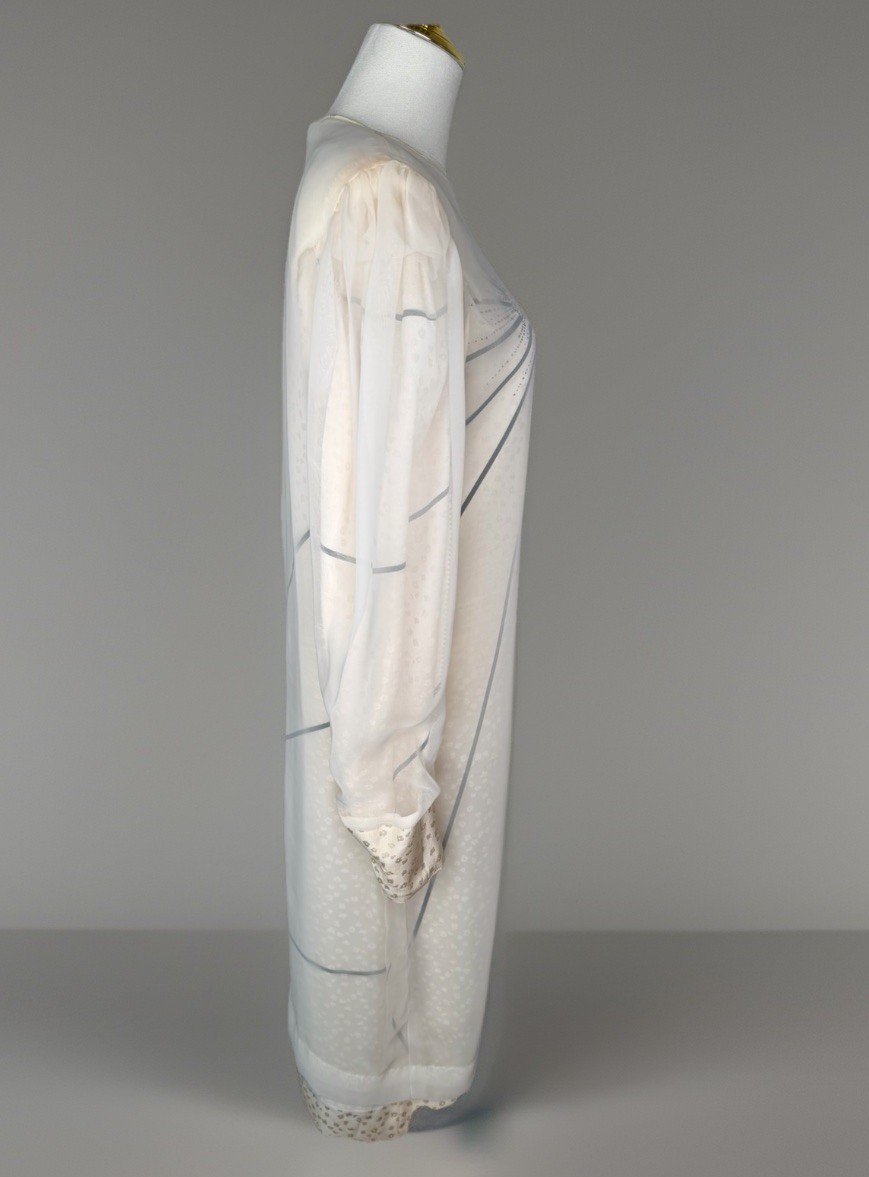 VTG David Hayes Saks Fifth Ave Silk Sheath Dress Ivory Black Size 12 L