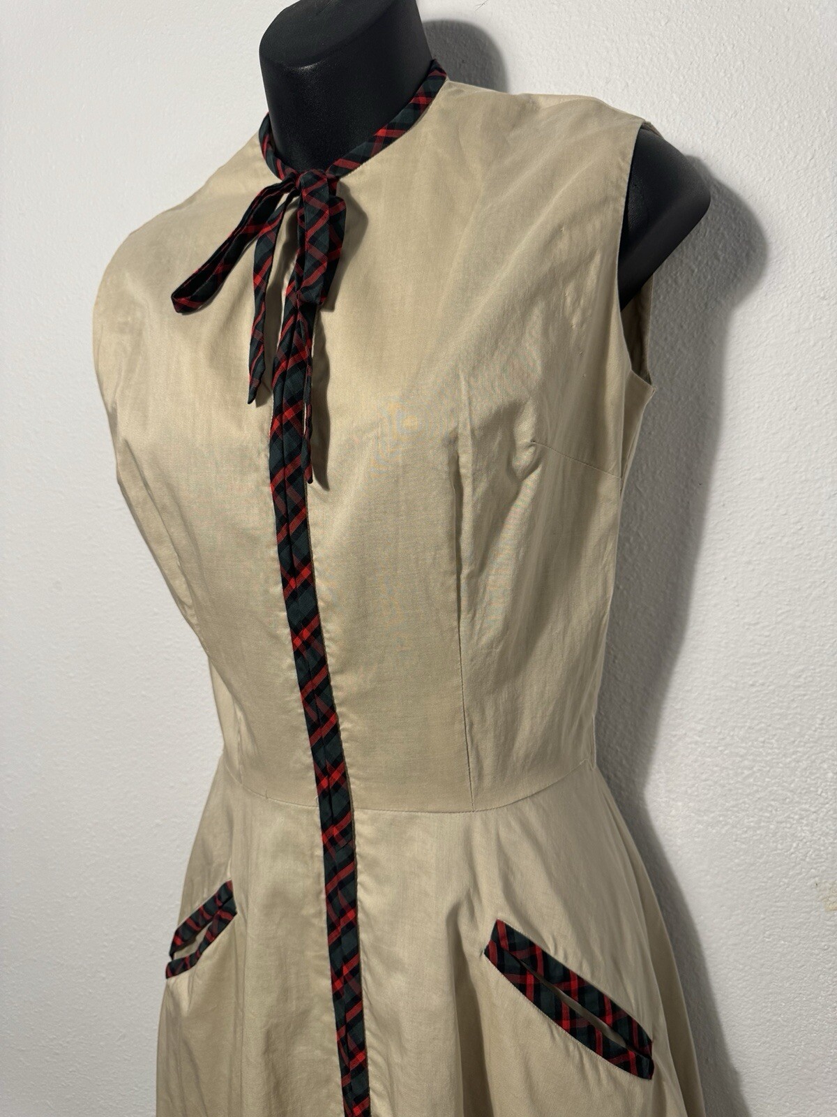 Nancy Greer House Dress Tartan Accent VTG