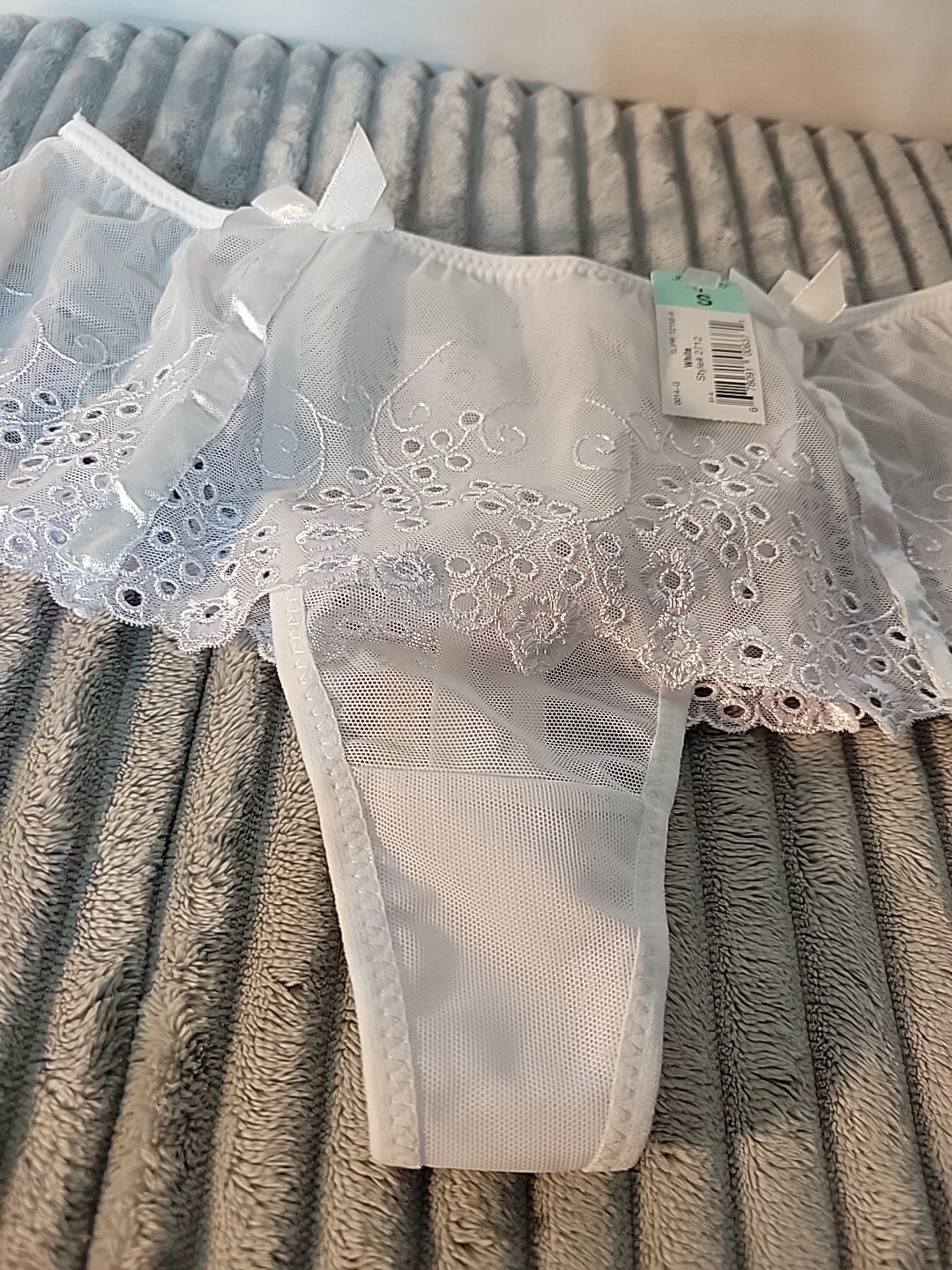 Vtg 🔥 Small Delicates Lace Nylon Mesh See Through Skirted Thong JCPenney Bows