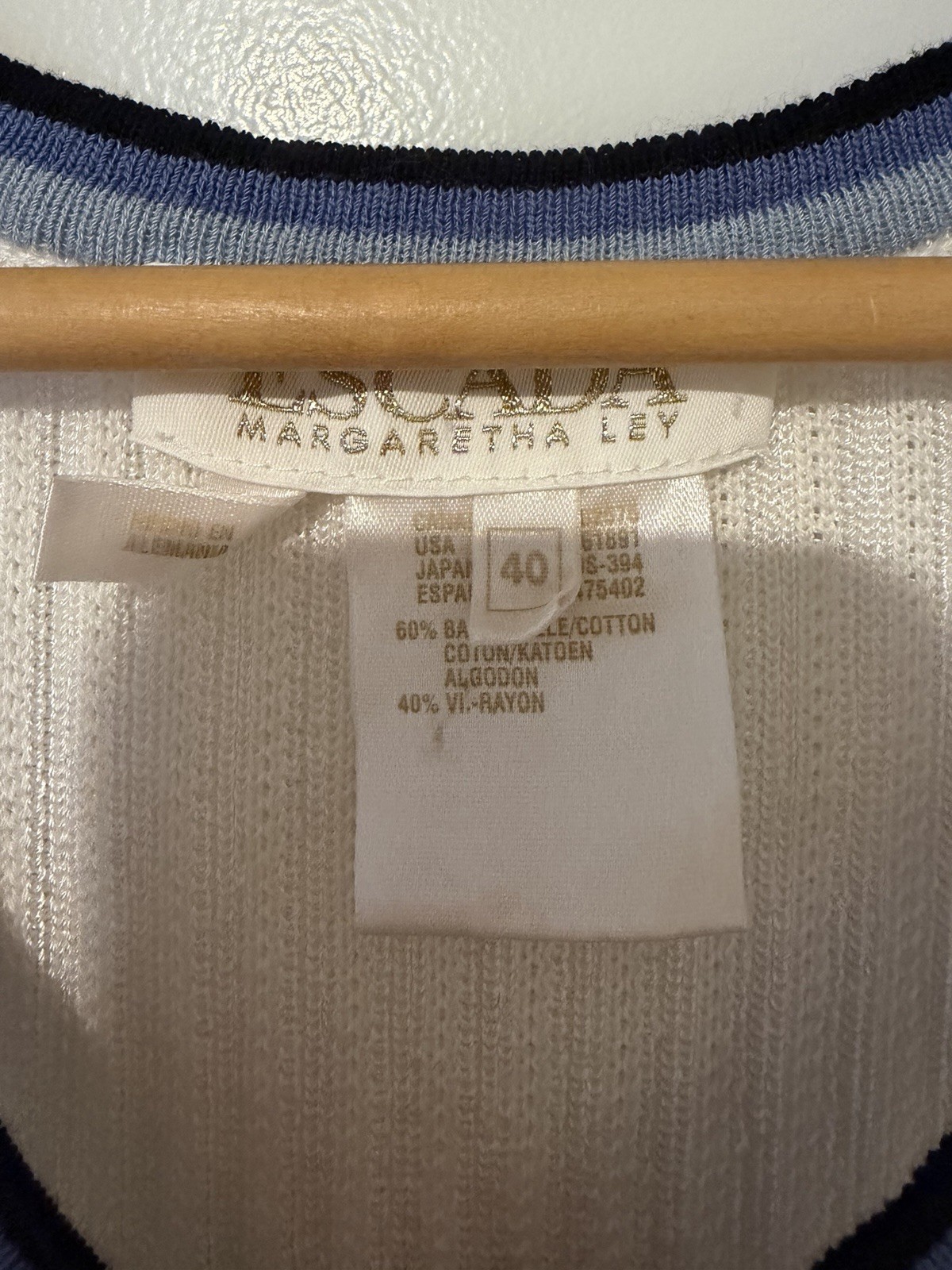 Vtg 80s ESCADA SZ 40 Country Club Prep Heritage Sport Inspired Knit Shift Dress