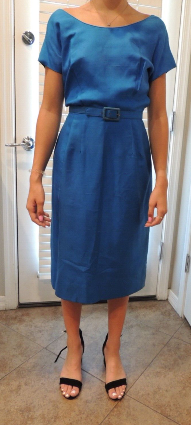 Vintage Alexander Lipton Dress Womens With Jacket Bright Blue