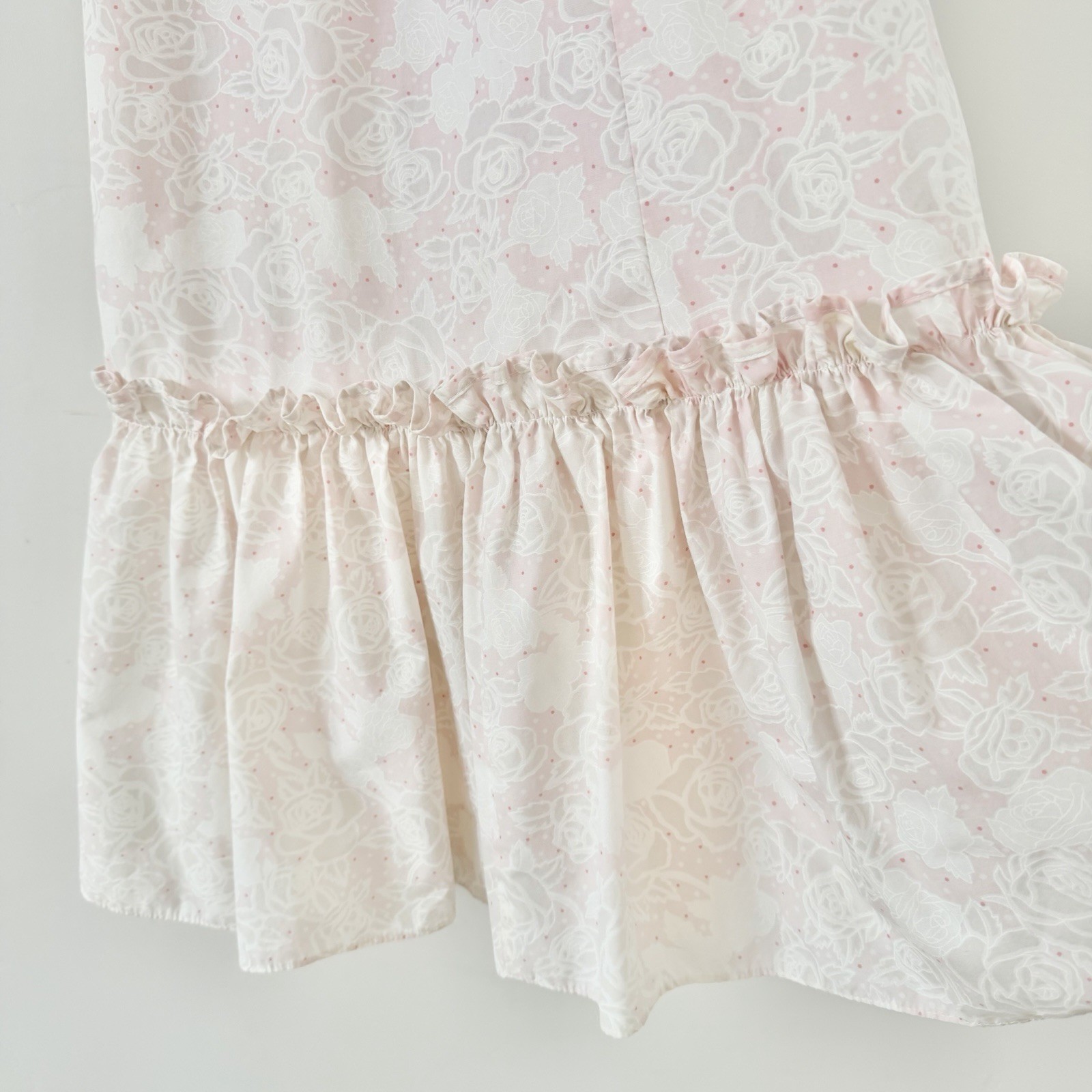 VTG 1980s Pomare Floral Maxi Dress Pink Cottagecore Prairie Puff Sleeve Ruffle 8