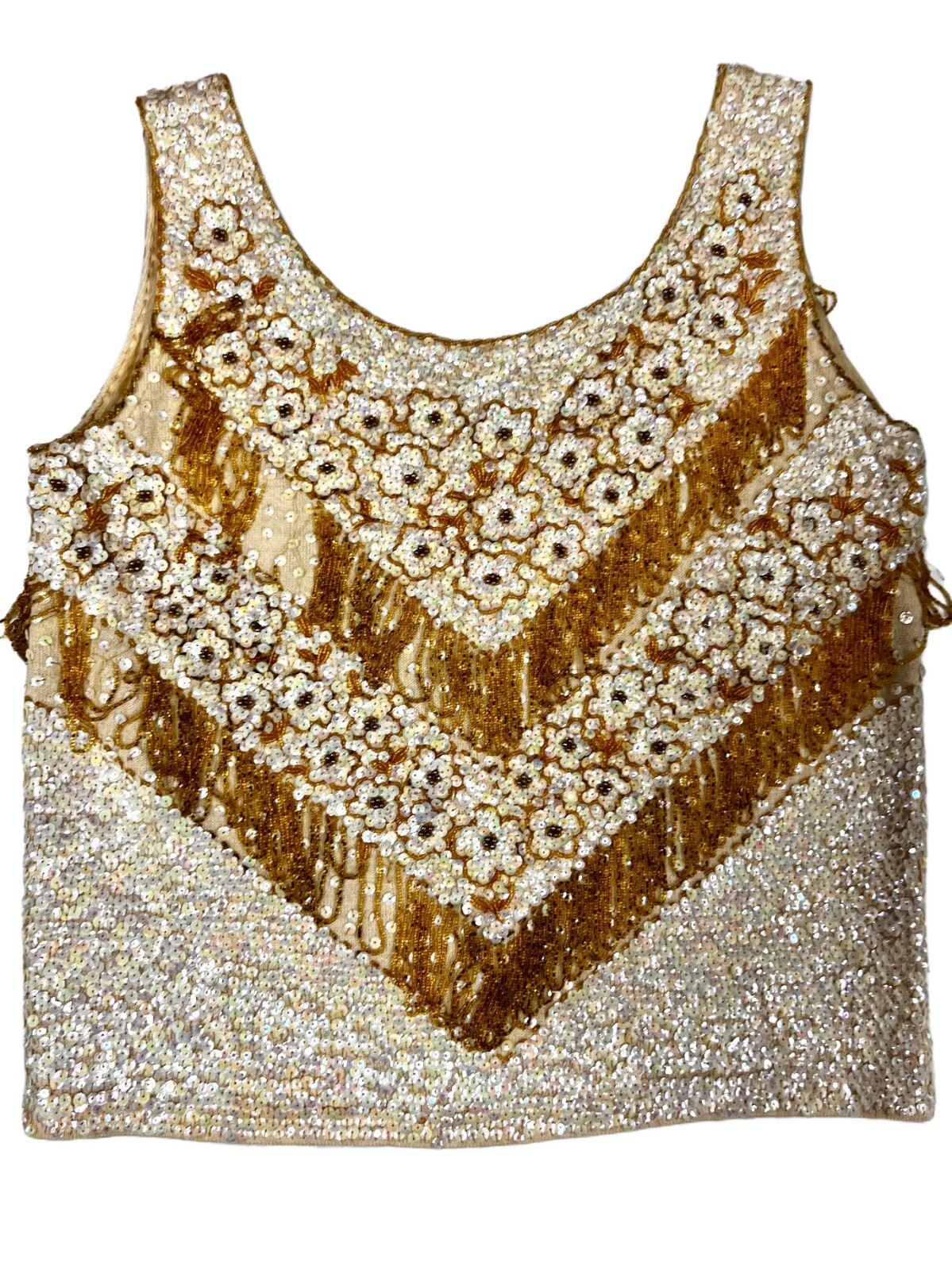 VTG Womens Shell Top Sleeveless Sequin Sweater Shimmy 60s Beaded Various Colors