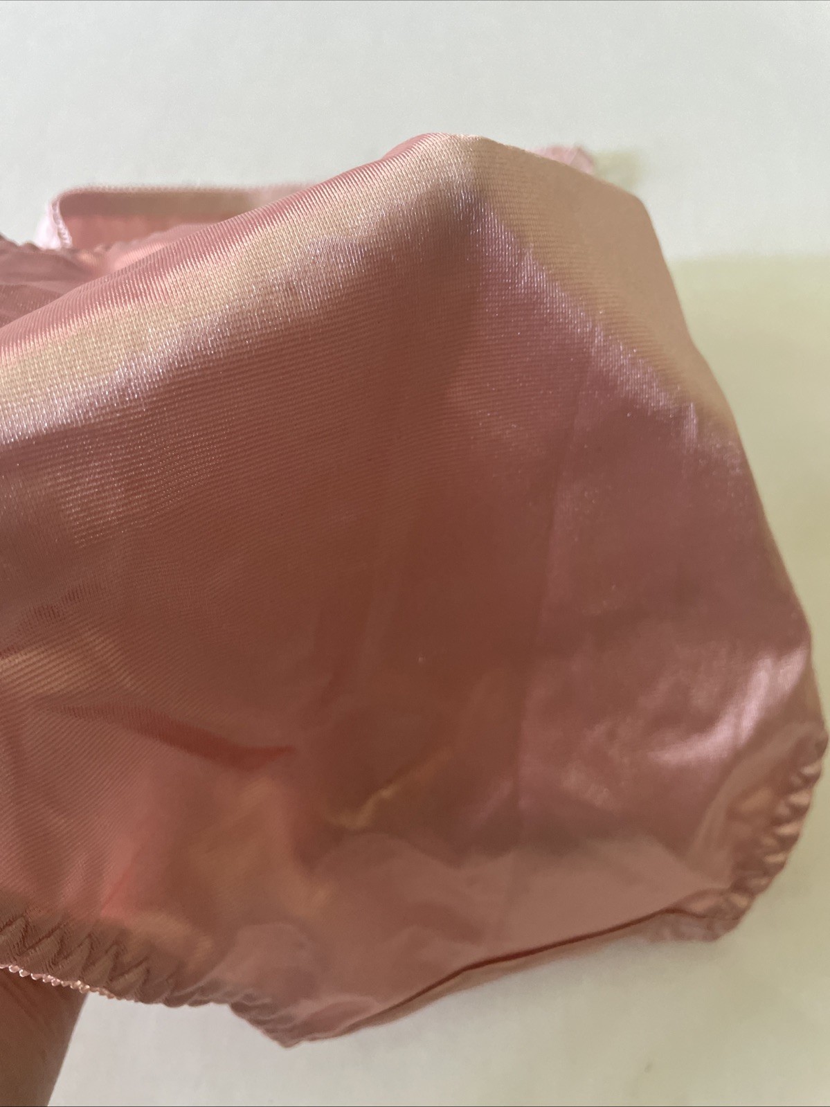 Vintage Satin Second Skin Hi-Cut Bikini Panties XL Glossy Smooth Blush Pink Nude