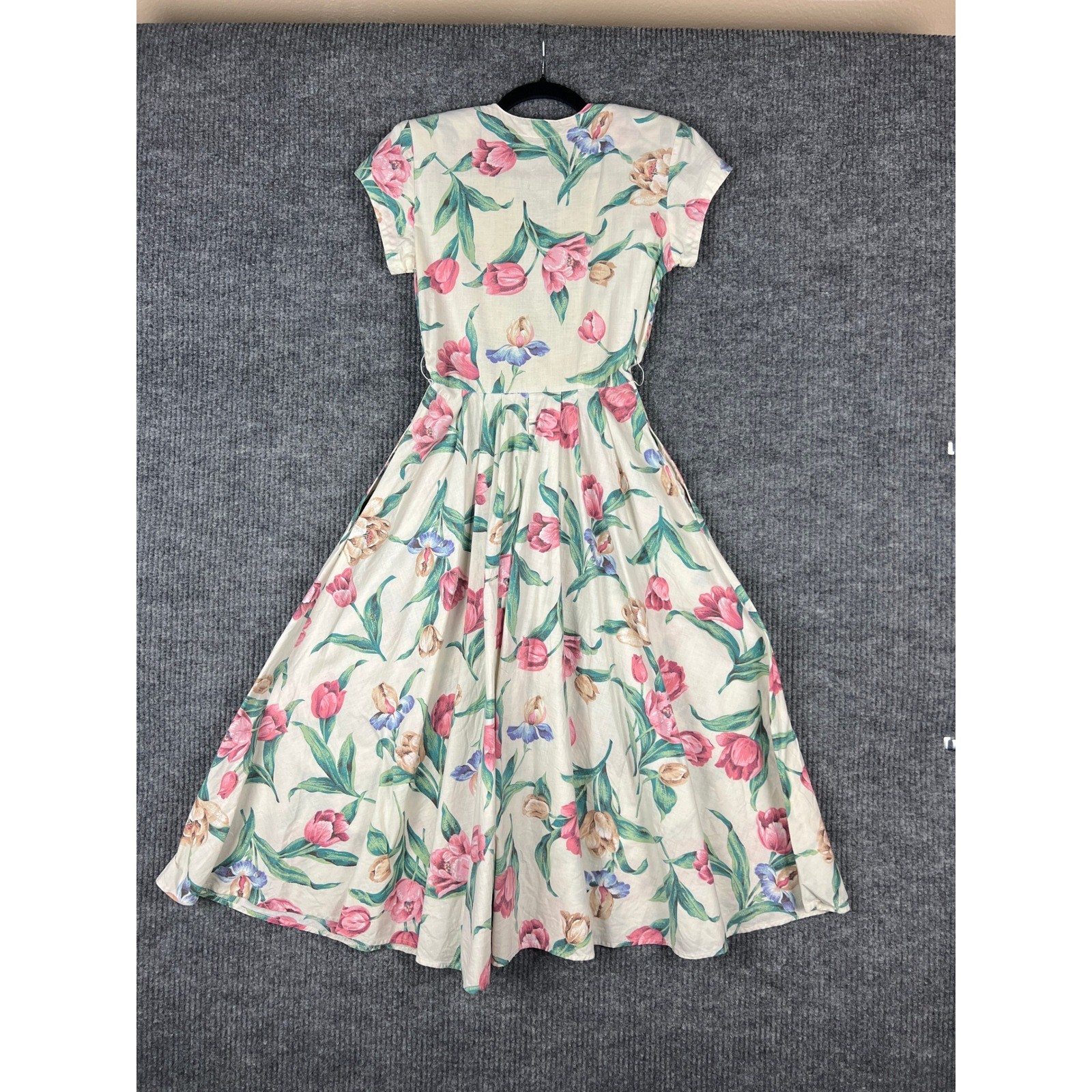 Carol Anderson Floral Button Front Midi Dress Cottagecore Boho Cotton Size 2