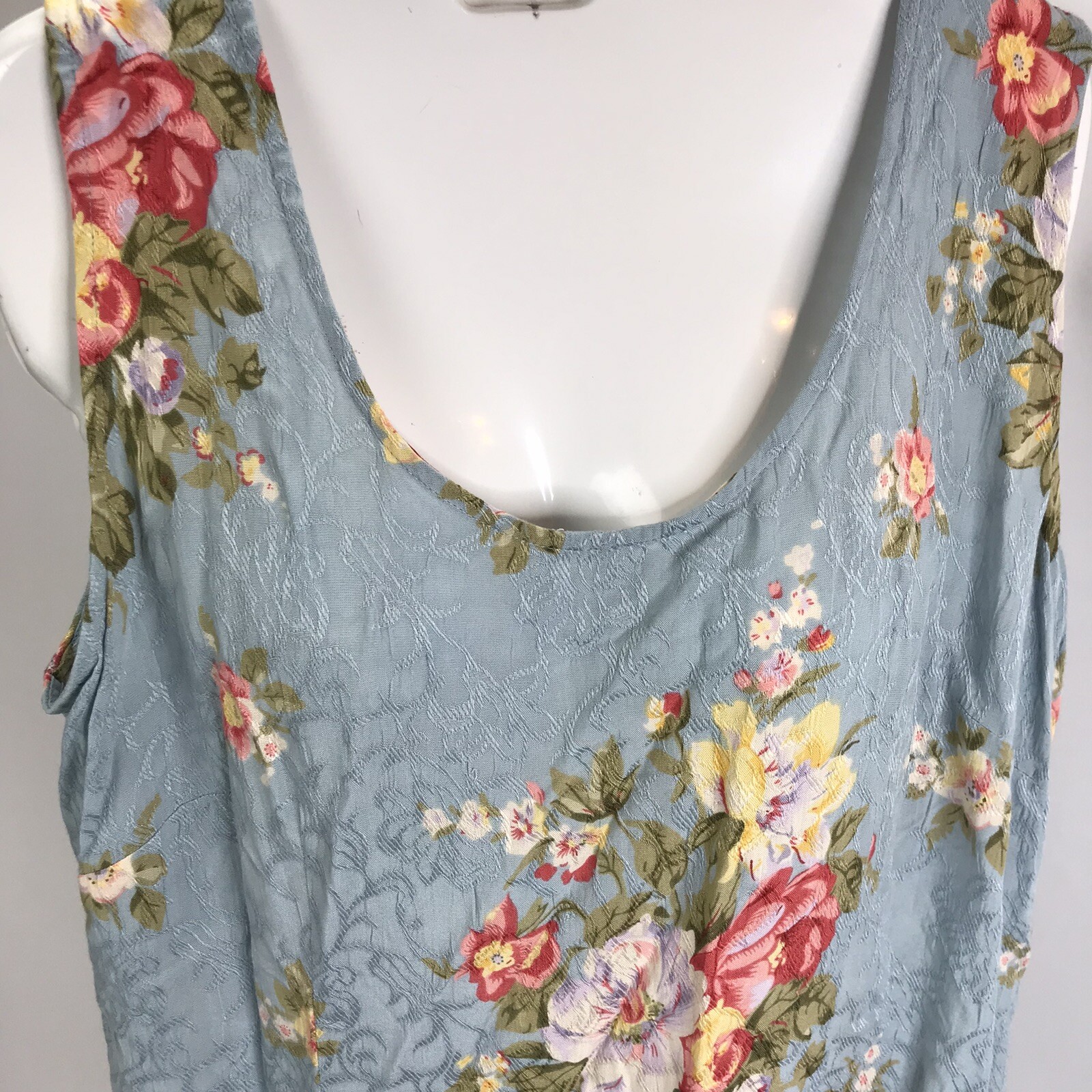 Vintage Dress K. Studio Sz 16 Column Floral Textured Rayon Boho Cottagecore