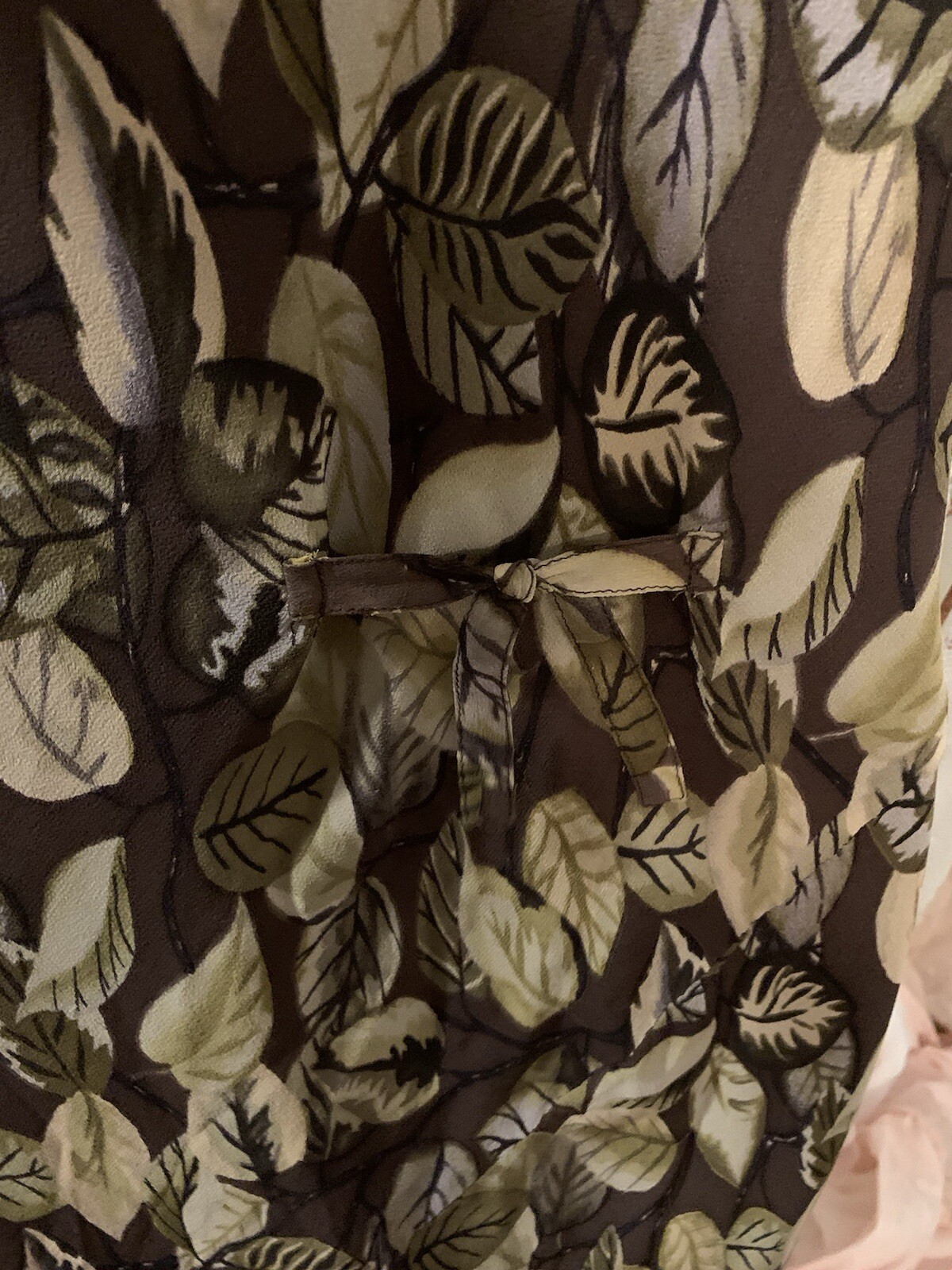 Vintage Et Vous Dress 100% Silk Maxi, Detailed Leaf Design , Cottage Core