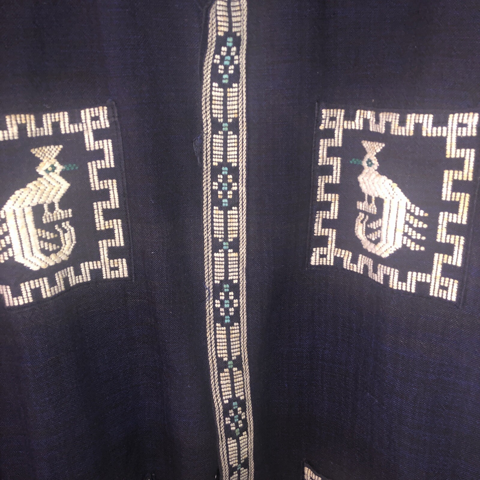Vintage Mexican GUAYABERA Style Hand Embroidered Jacket PRE-OWNED