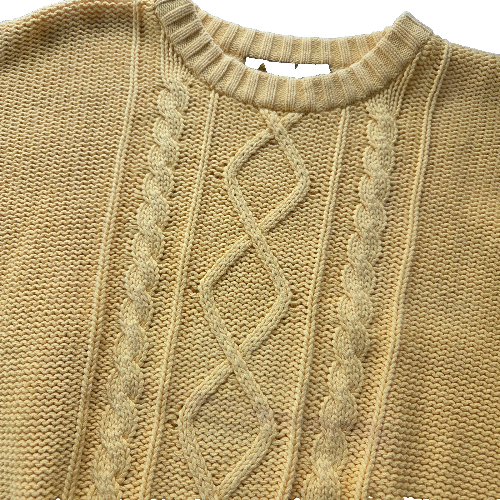 Vtg Bright Yellow Cotton Knit Sweater Cropped Liz Claiborne Sport PM MP S M