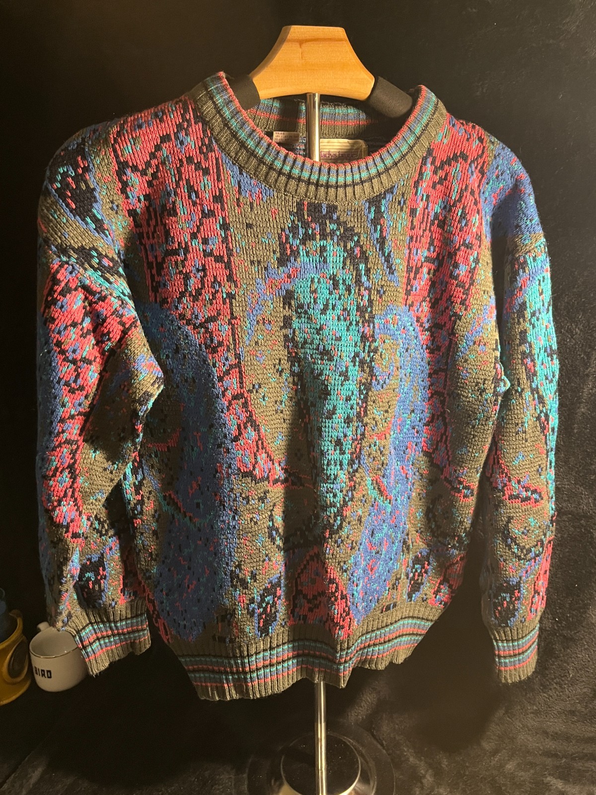 VTG „Work In Progress” Gladys Bagley 80s Sweater Women’s M – Abstract Paisley