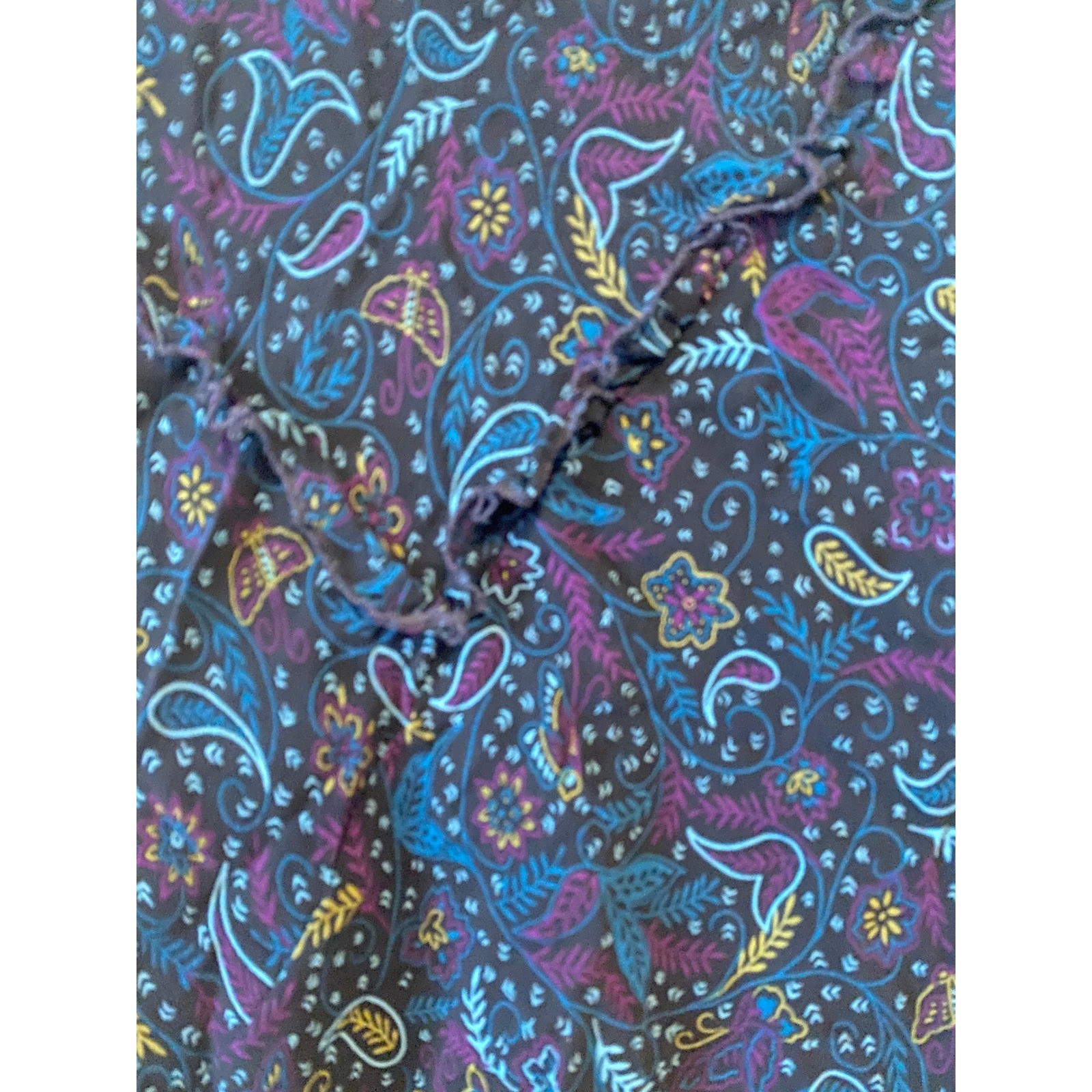 VTG Silk Land Skirt M Dark Paisley Silk Ruffle Hem Asymmetric Y2K Fairy Grunge