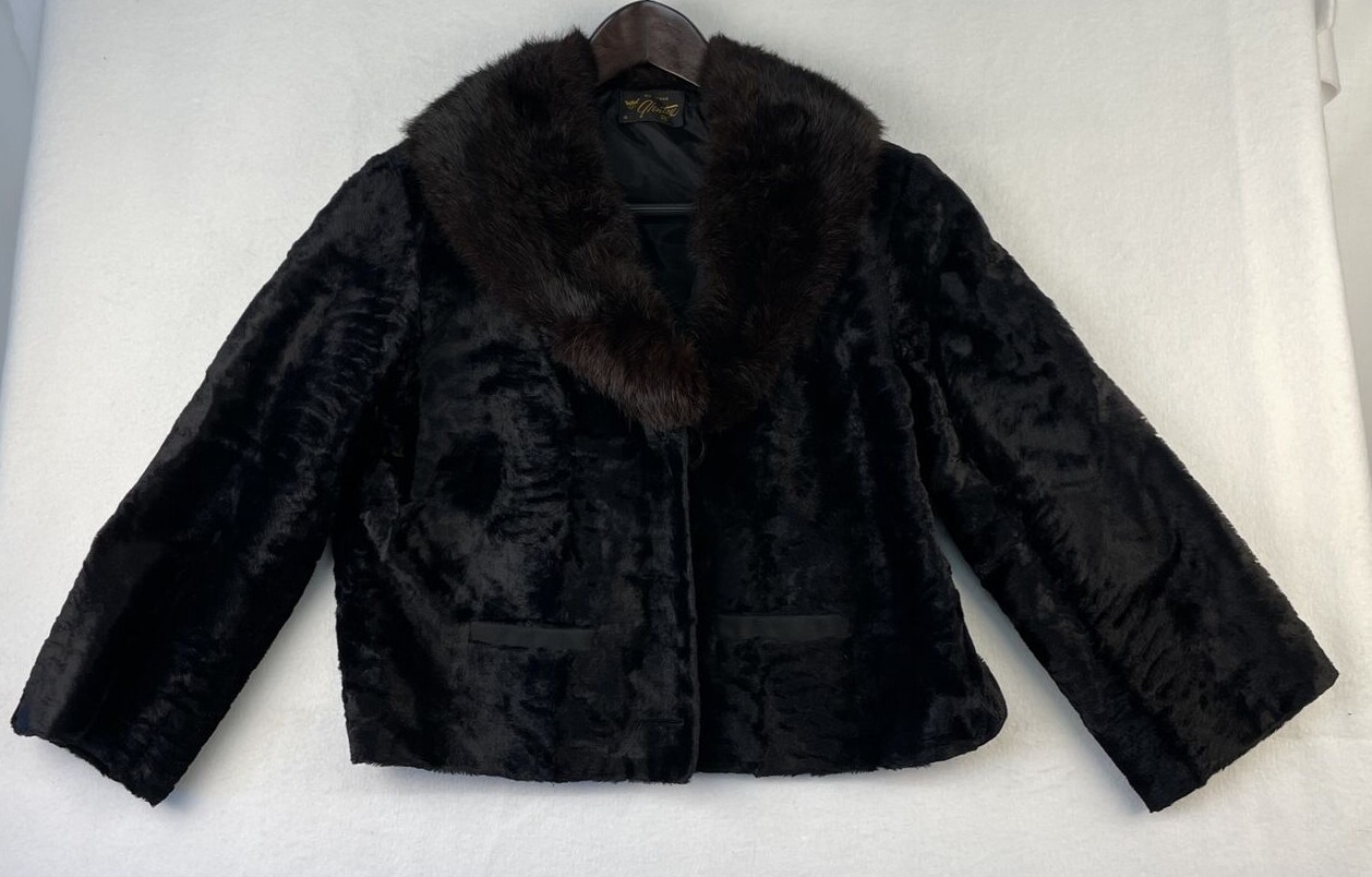 Vintage Bolero/Shrug Jacket Glentex Plush 1950s “Faux ?” Fur Collar Size Medium